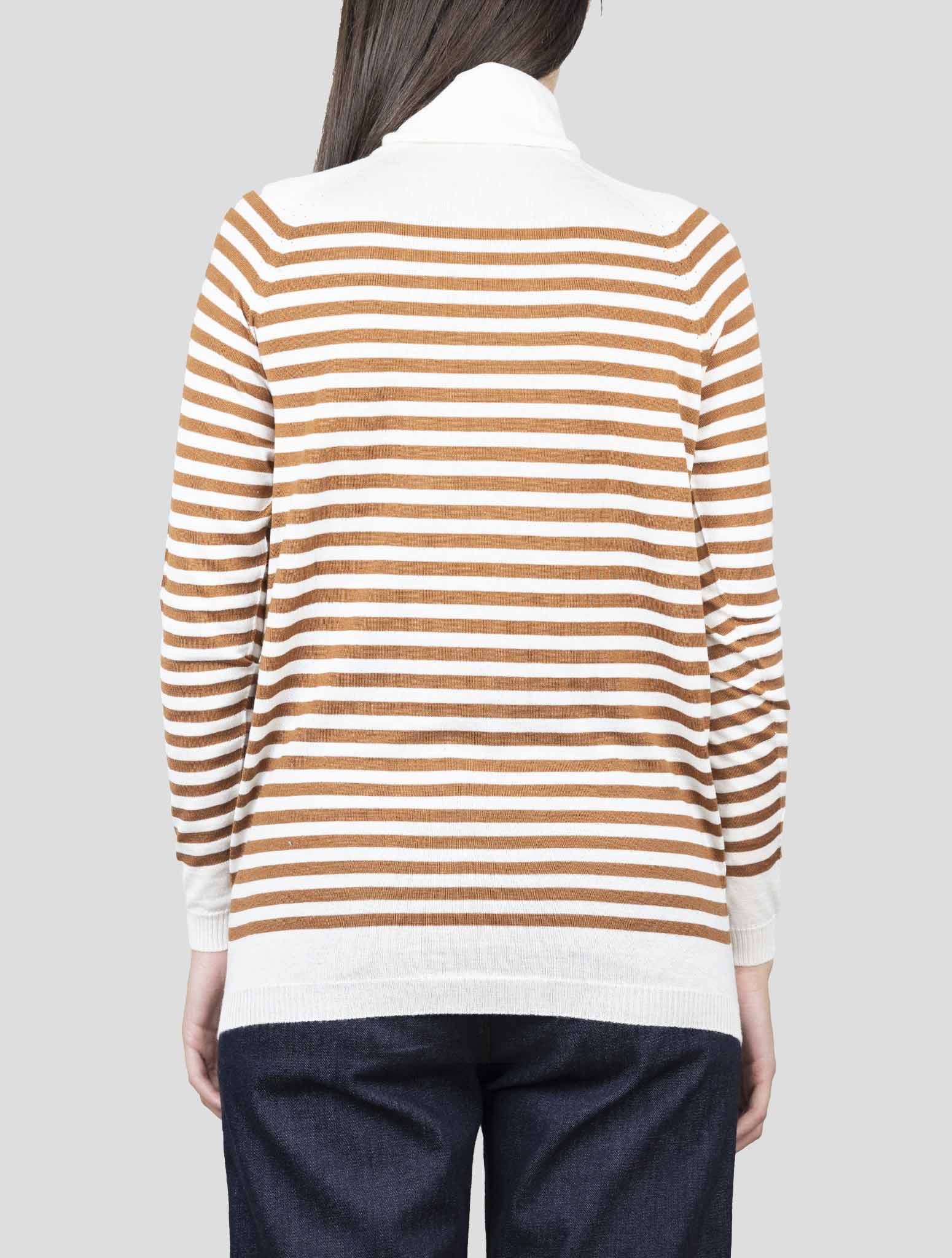 Kiton White Brown Cashmere Silk Sweater Turtleneck