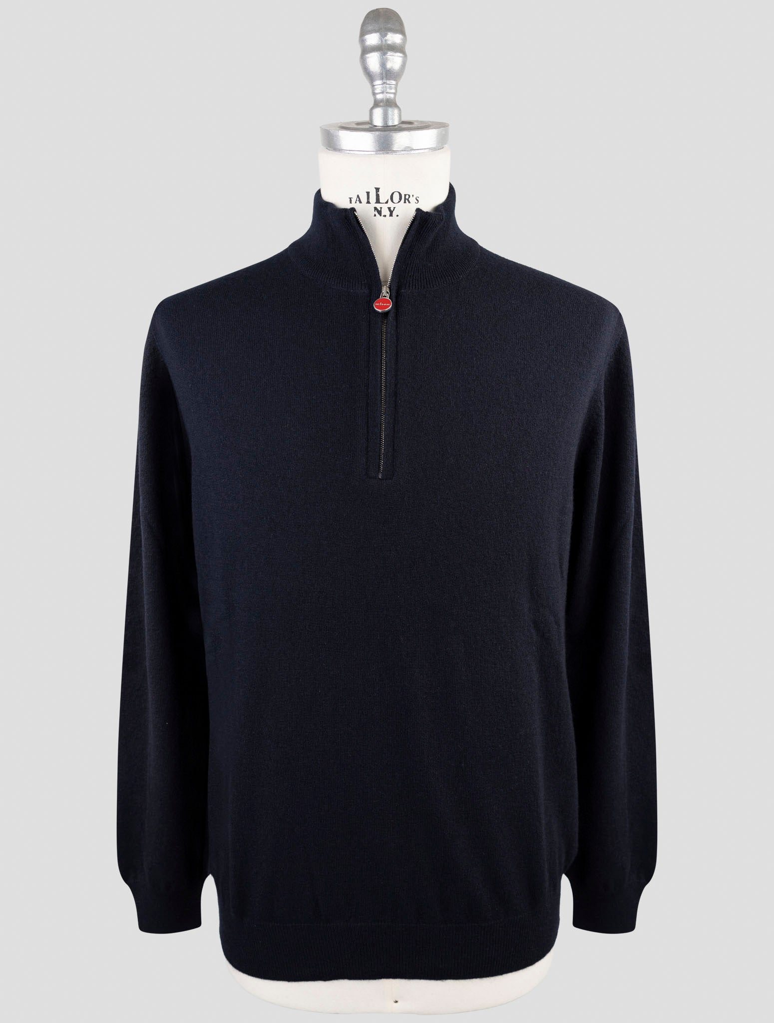 Kiton Dark Blue Cashmere Sweater Half Zip