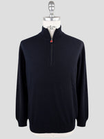 Kiton Dark Blue Cashmere Sweater Half Zip