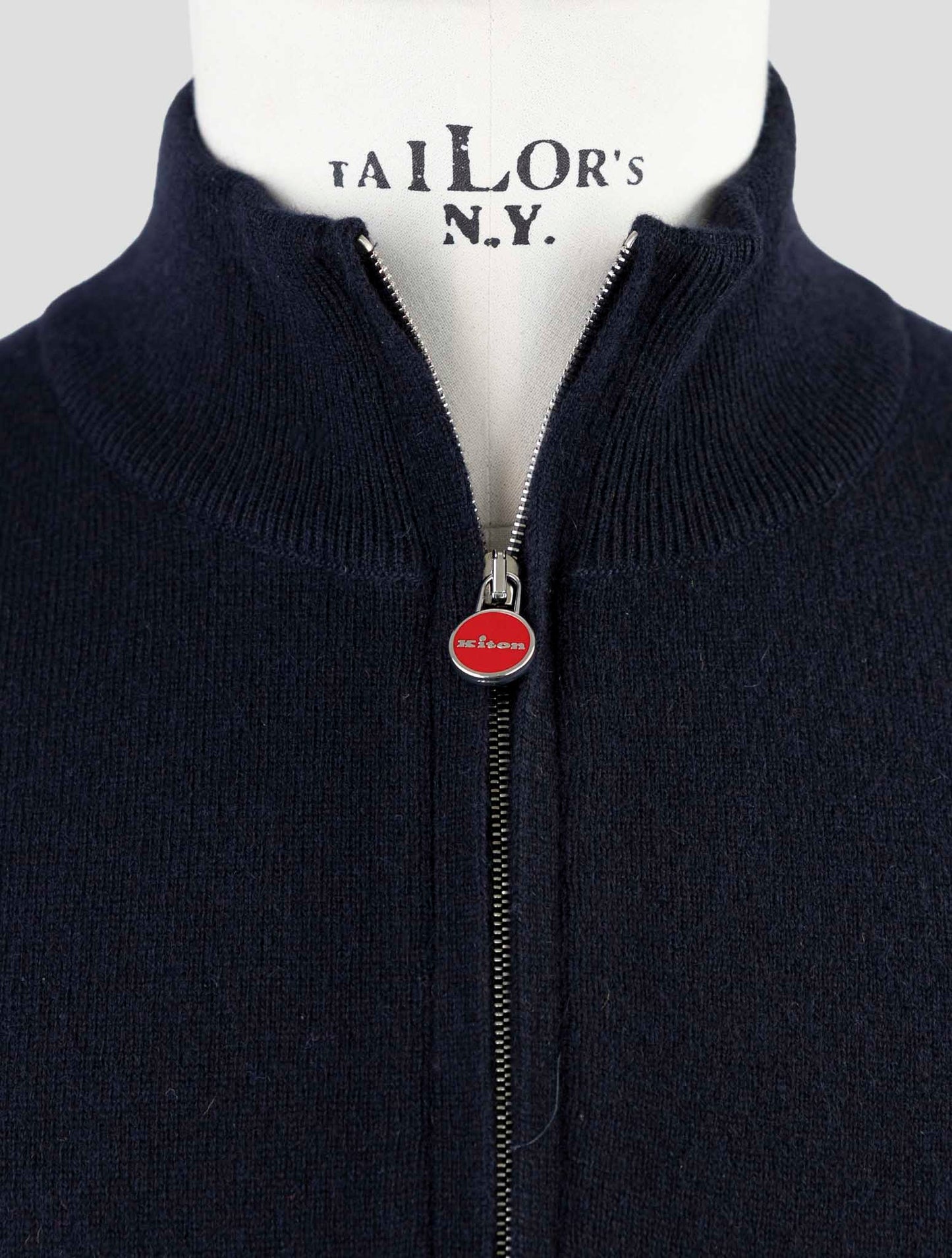 Kiton Dark Blue Cashmere Sweater Half Zip