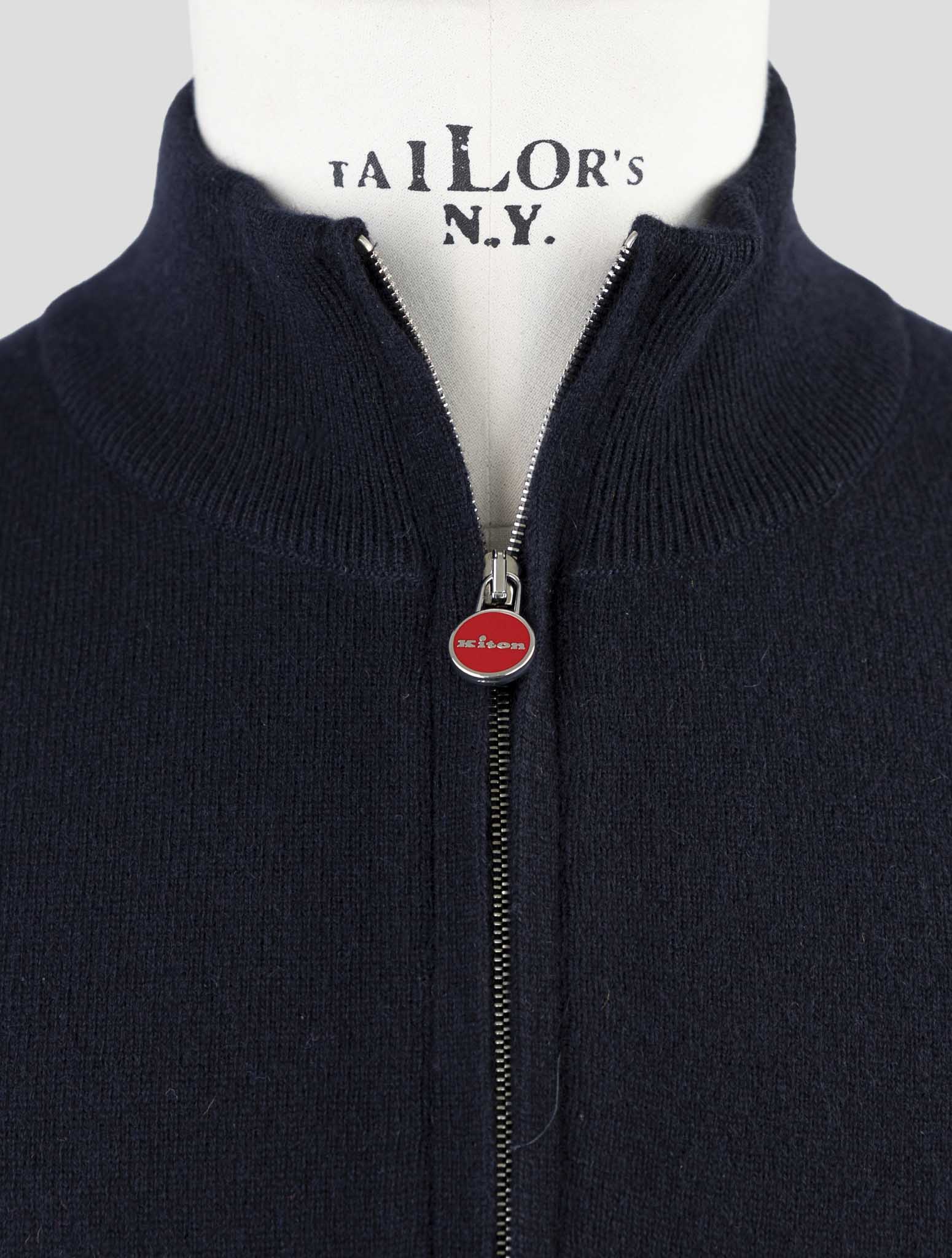 Kiton Dark Blue Cashmere Sweater Half Zip