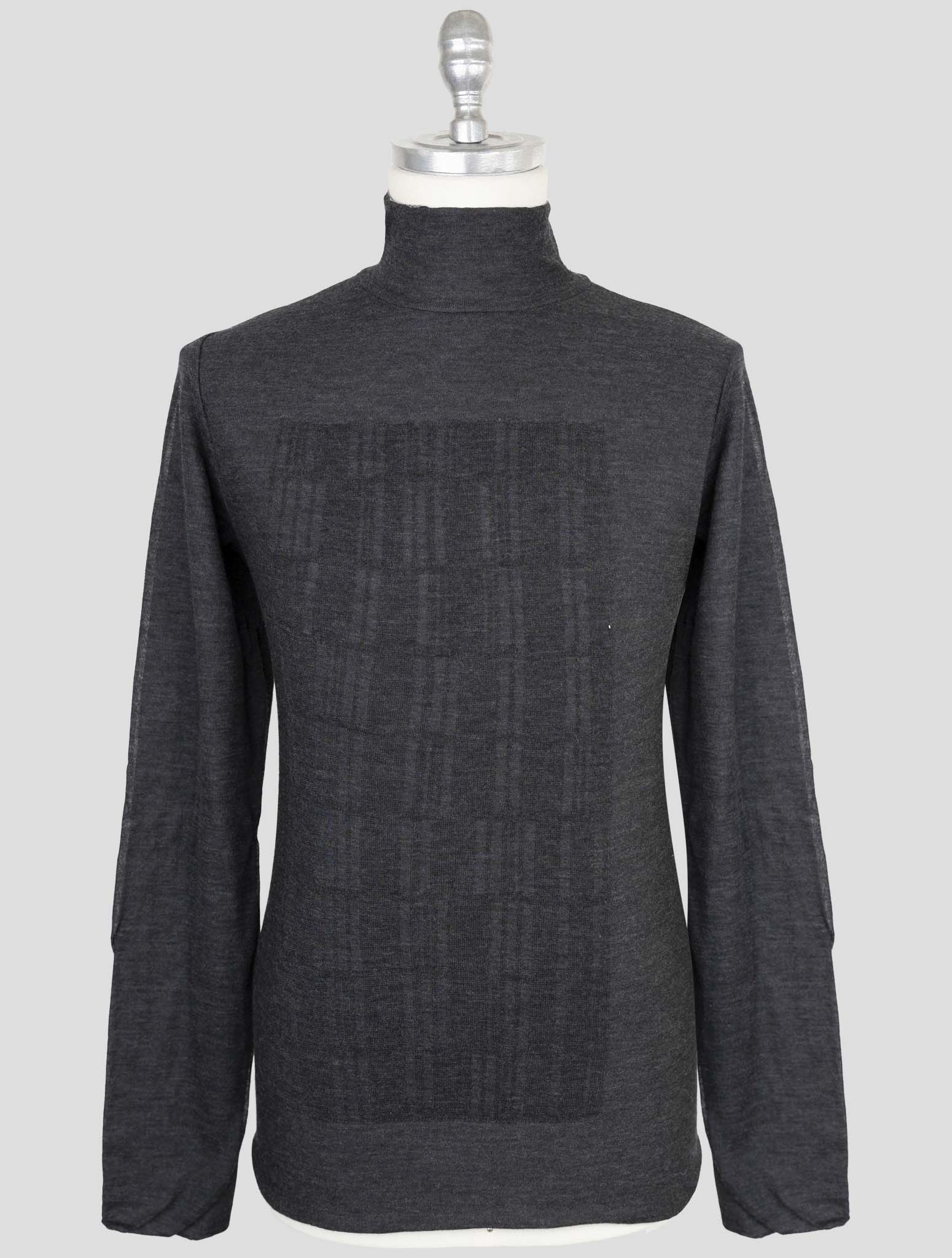 Kiton Knt Gray Wool Cashmere Sweater Half Neck