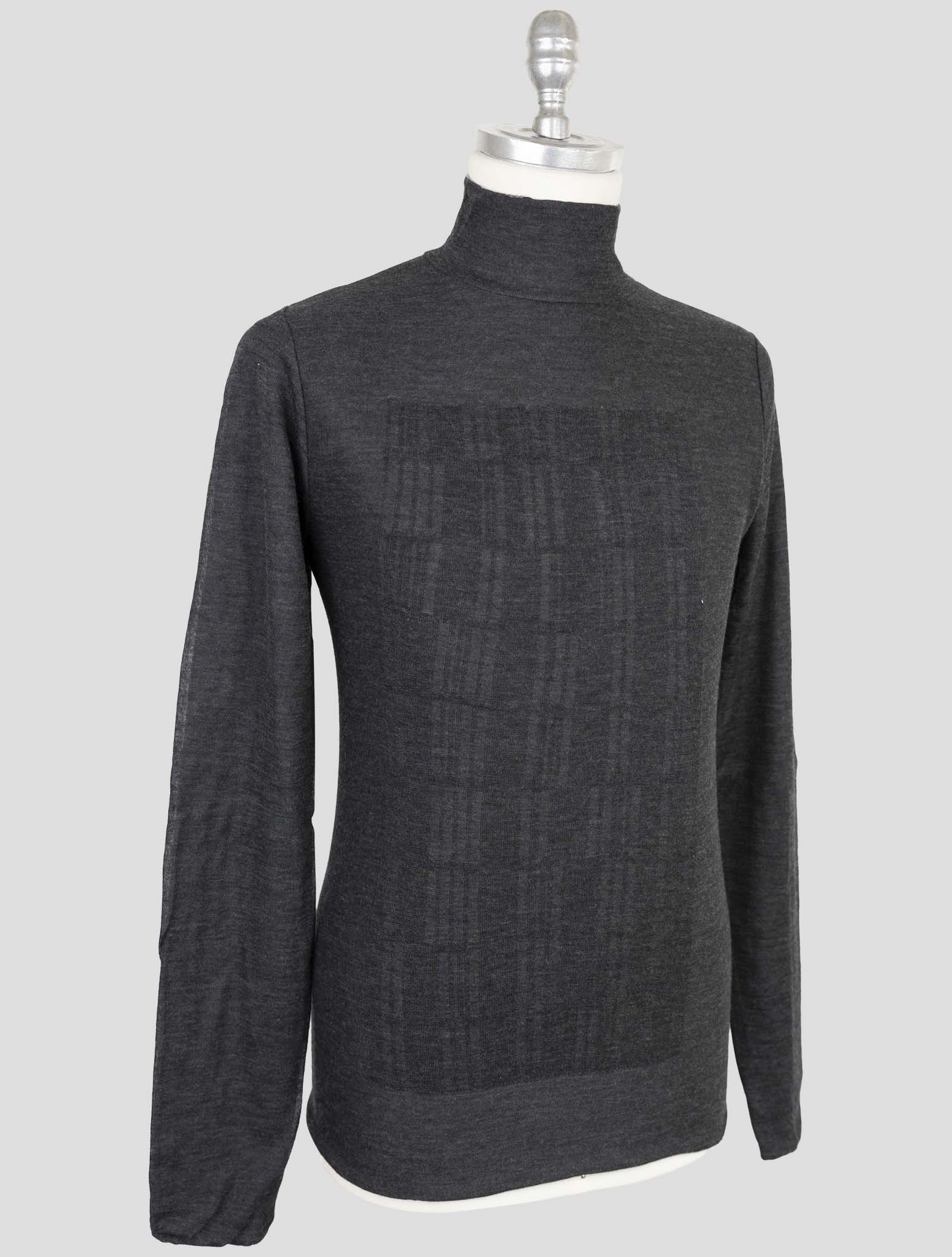 Kiton Knt Gray Wool Cashmere Sweater Half Neck