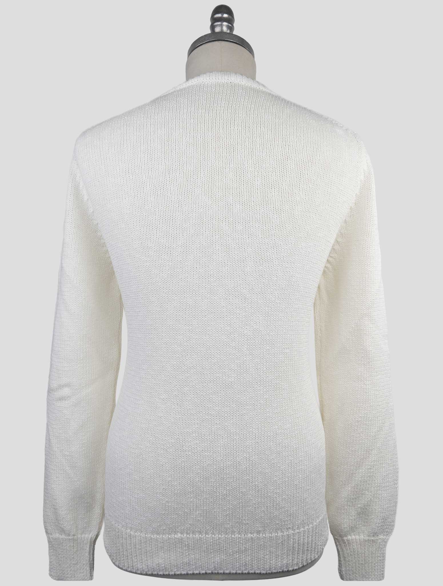 Kiton Knt White Cotton Linen Sweater Crewneck