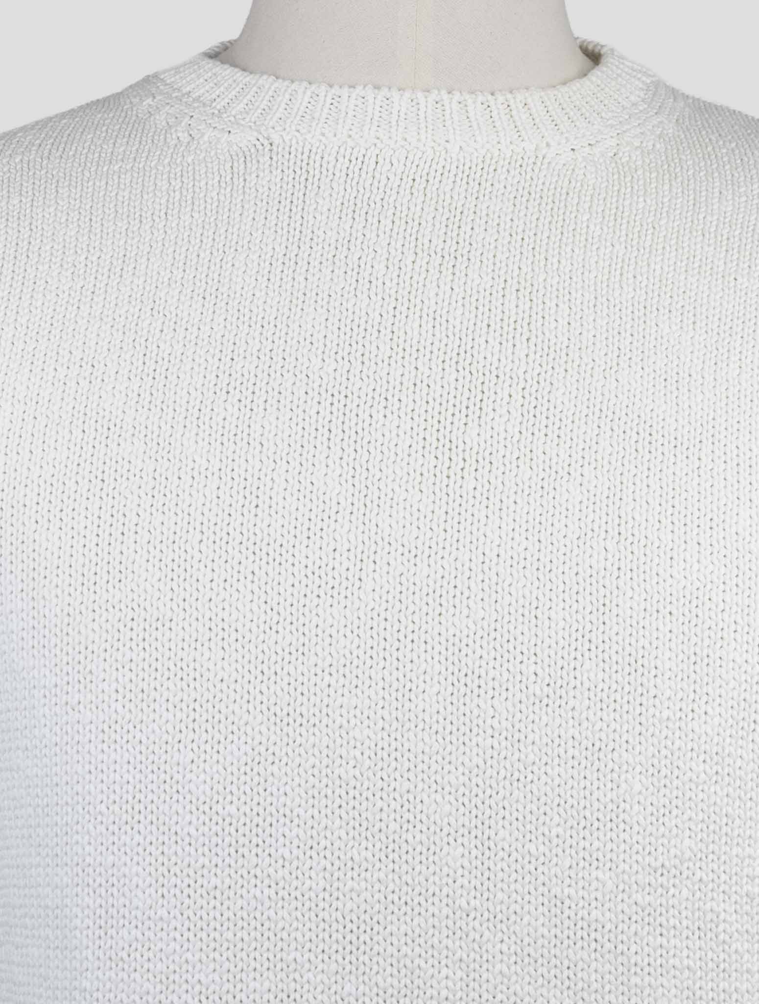 Kiton Knt White Cotton Linen Sweater Crewneck