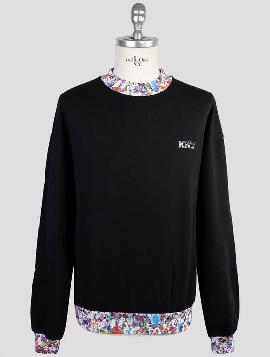 Kiton Knt Black Cotton Sweater Half Neck