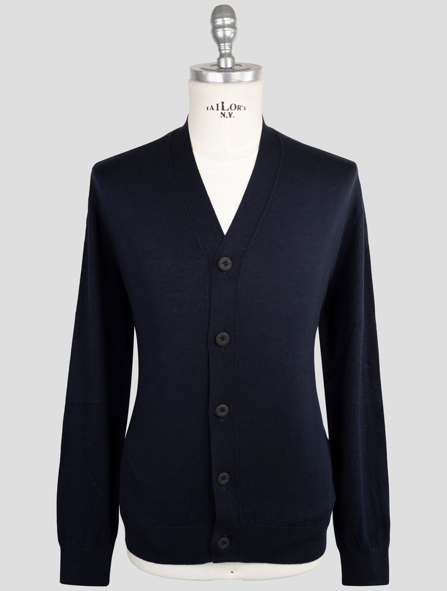 Kiton Knt Blue Cotton Sweater Cardigan