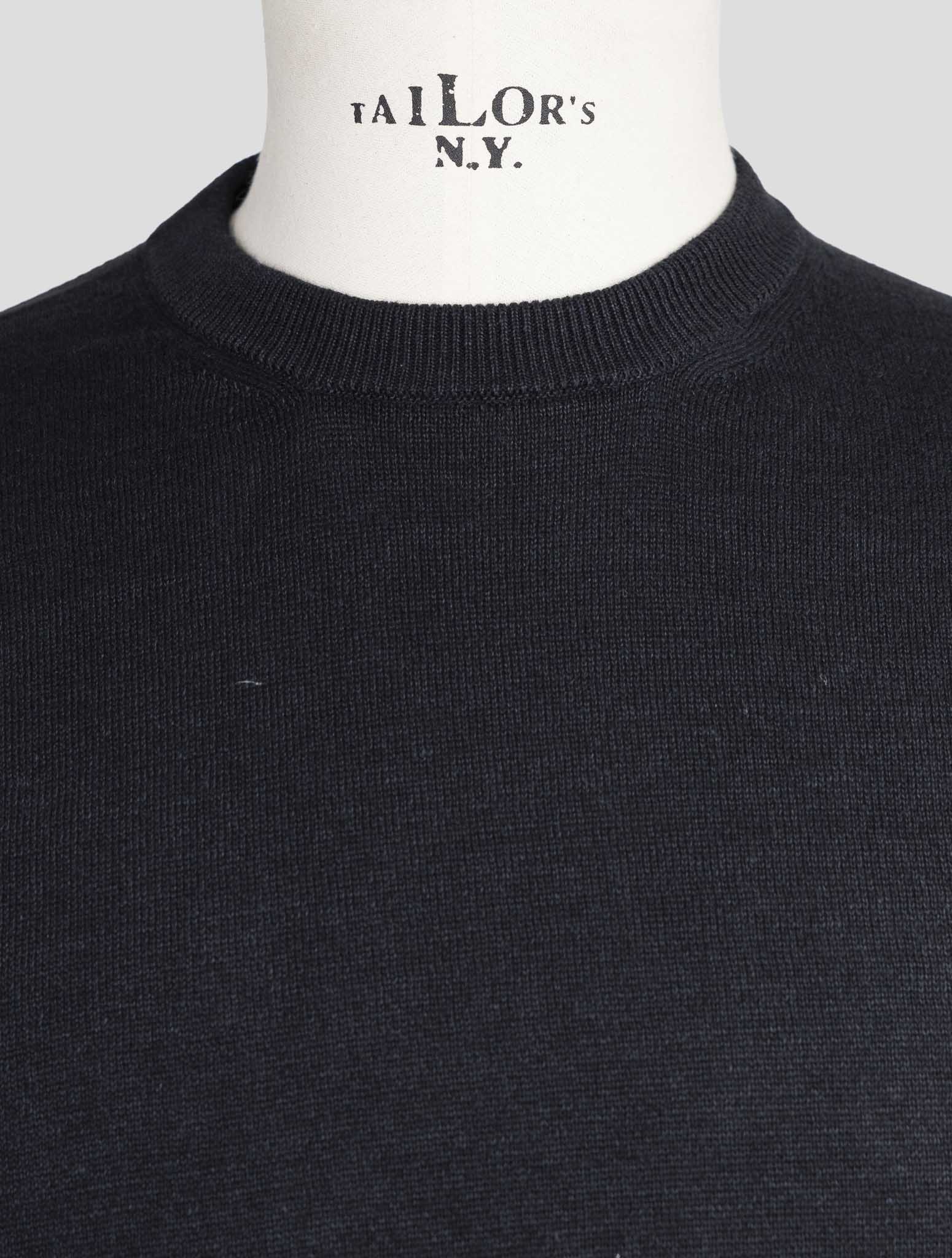 Kiton Knt Blue Linen Cotton Sweater Crewneck