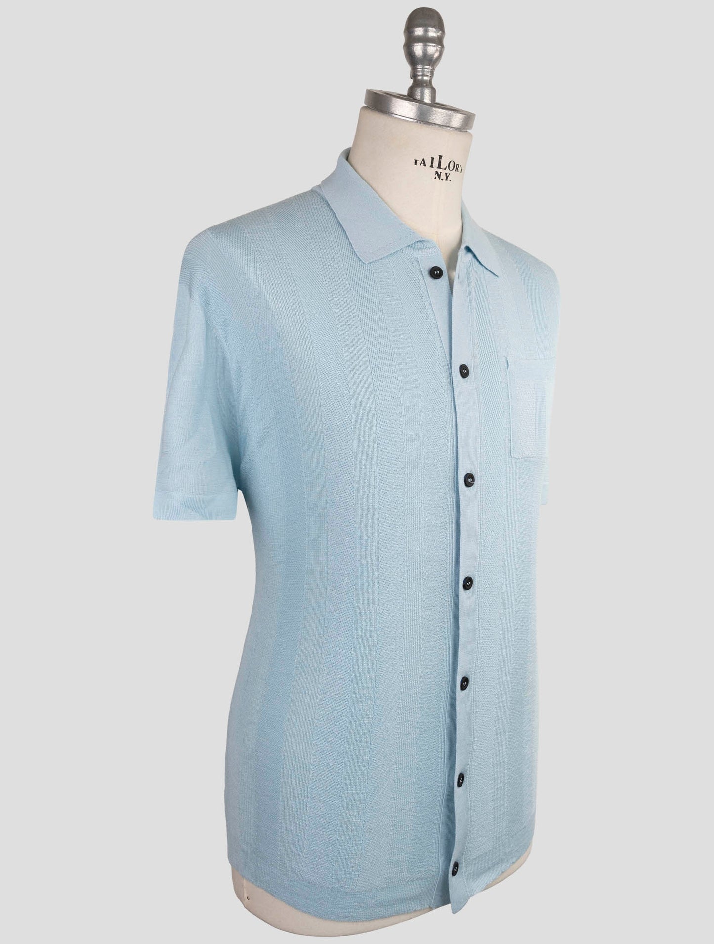 Kiton Knt Light Blue Cotton Short Sleeve Shirt