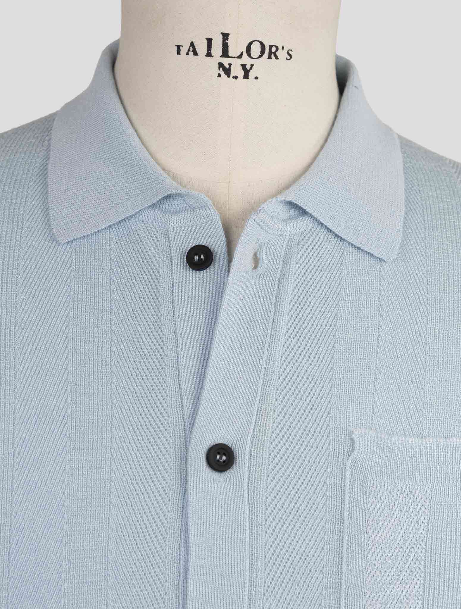 Kiton Knt Light Blue Cotton Short Sleeve Shirt