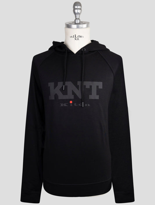 Kiton Knt Black Viscose Ea Sweater Hoodie