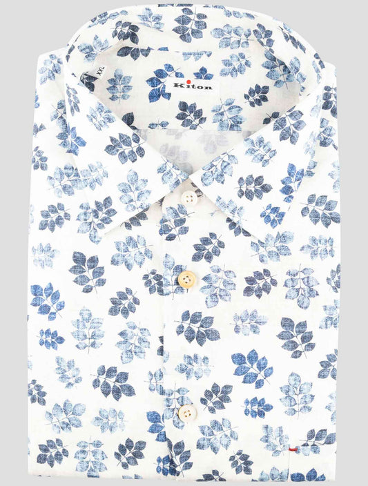 Kiton Blue White Cotton Shirt