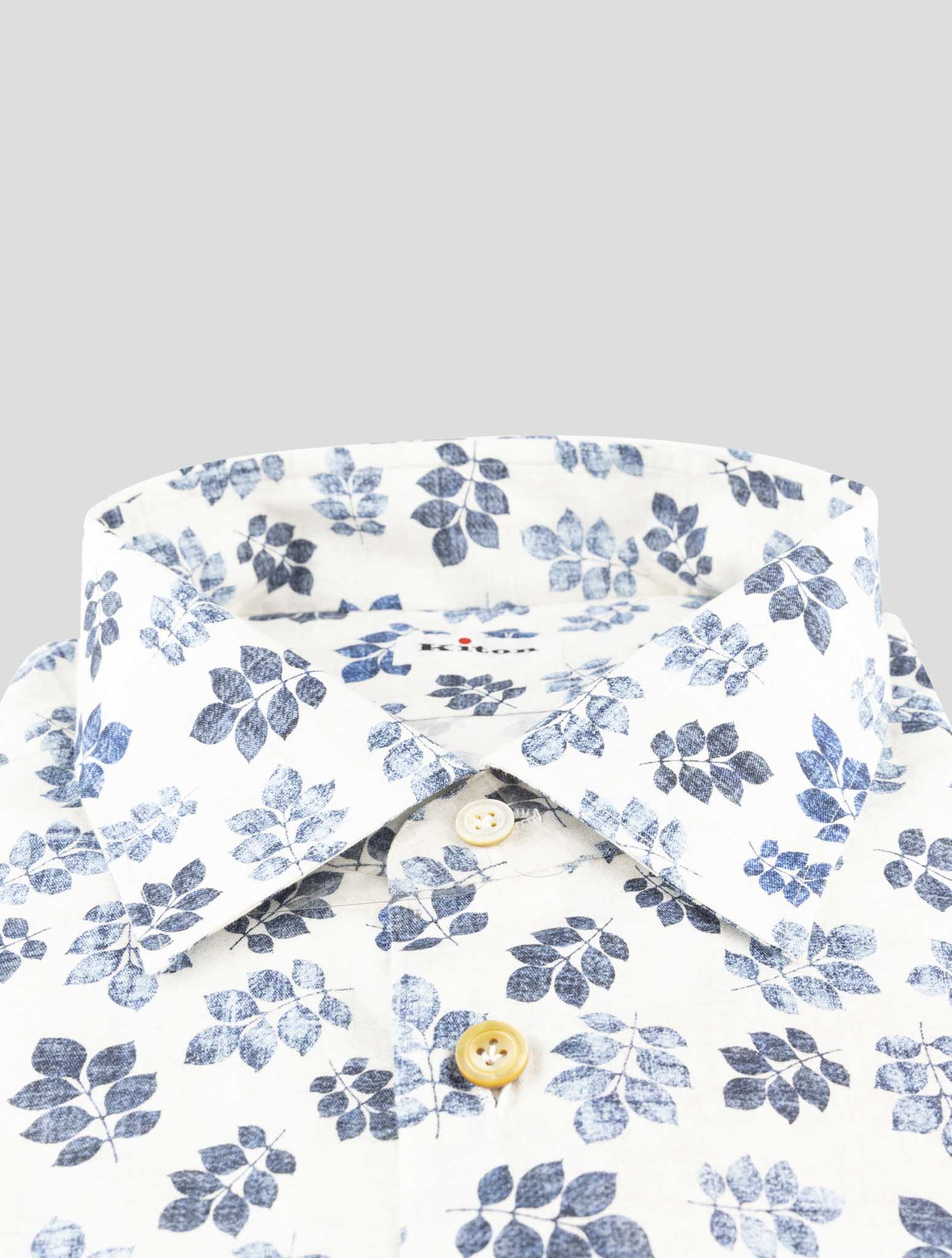 Kiton Blue White Cotton Shirt