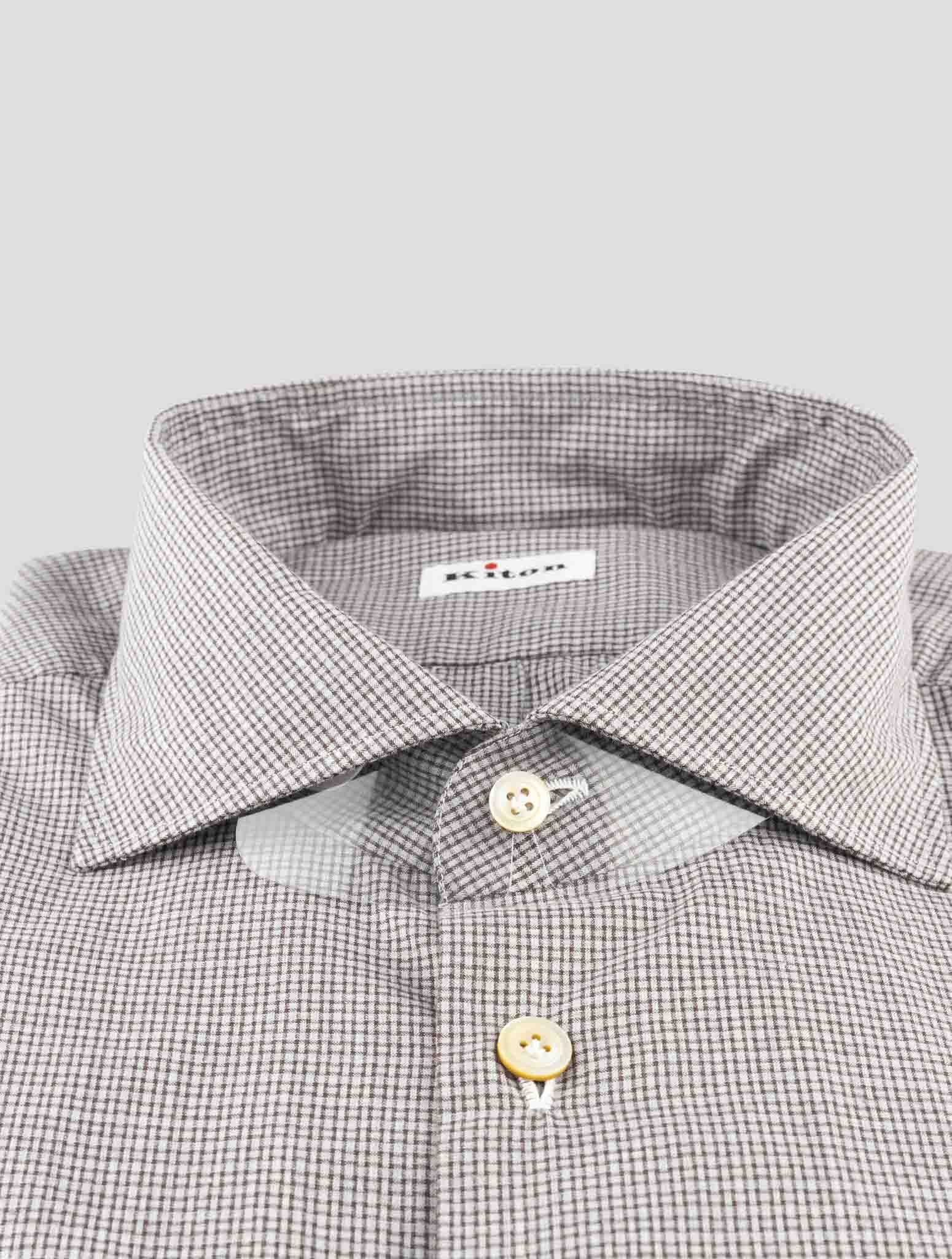 Kiton Brown White Cotton Shirt