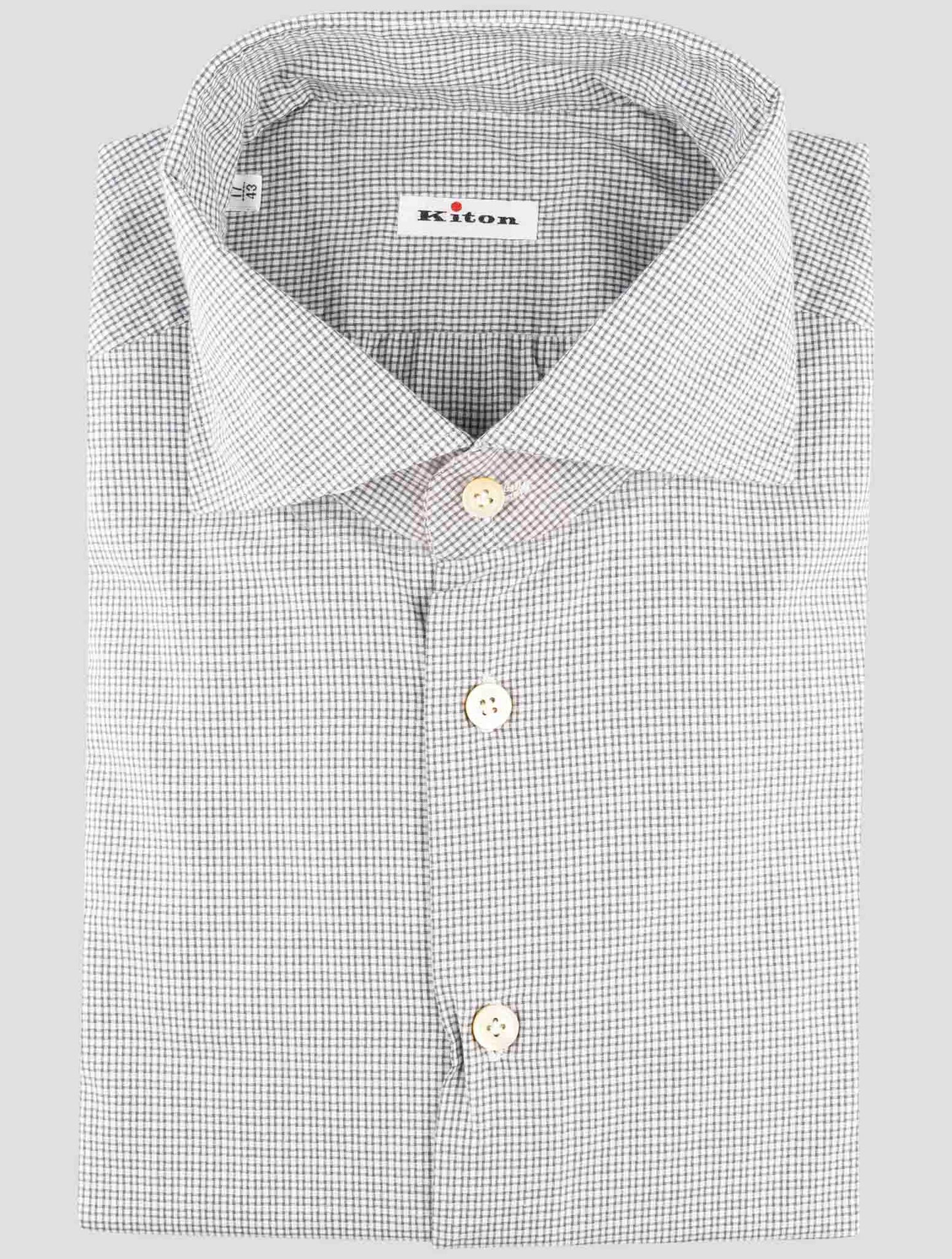 Kiton White Gray Cotton Shirt