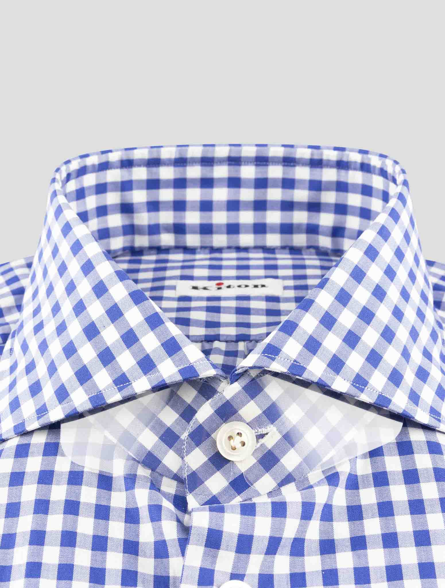 Kiton Blue White Cotton Shirt
