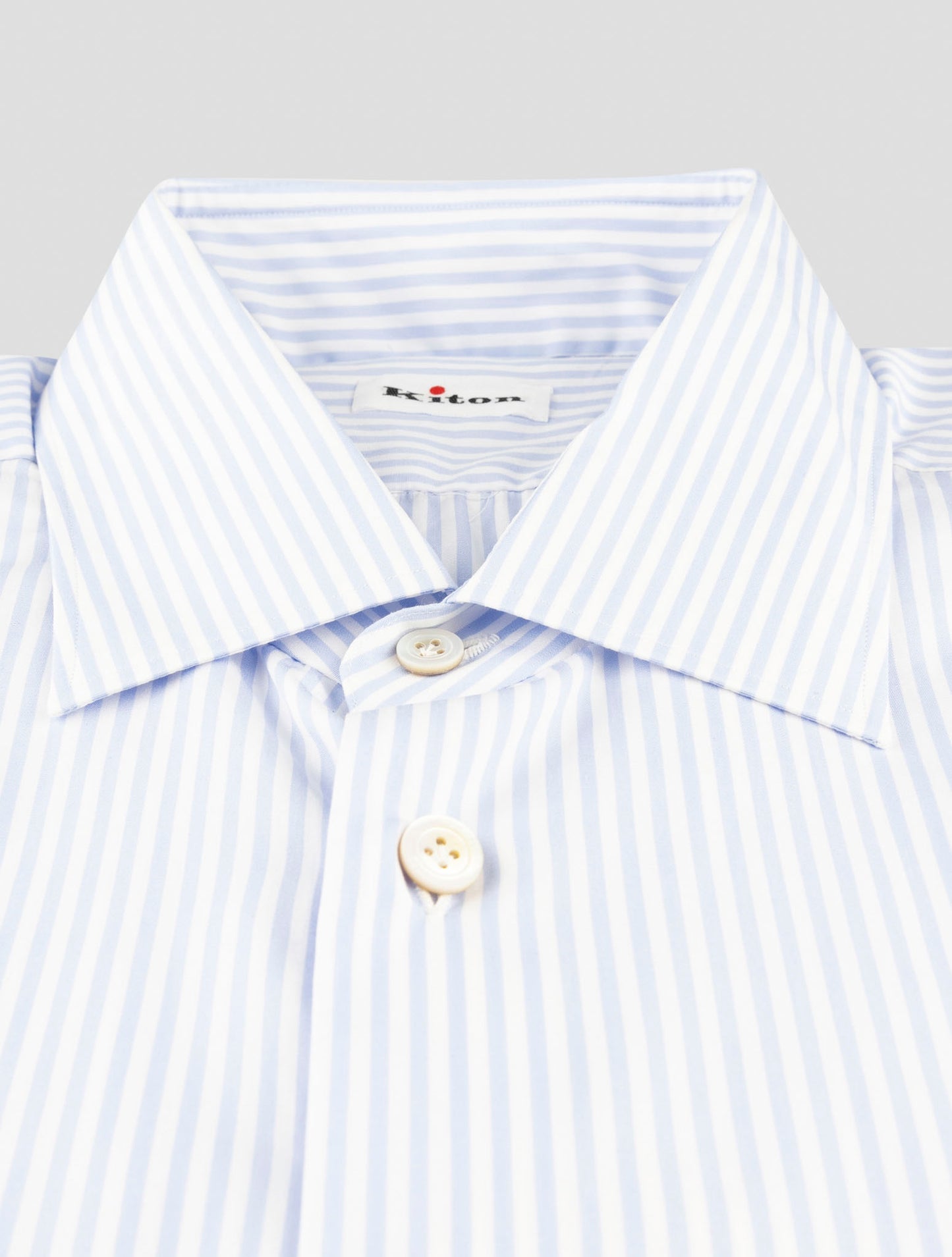 Kiton Light Blue White Cotton Shirt