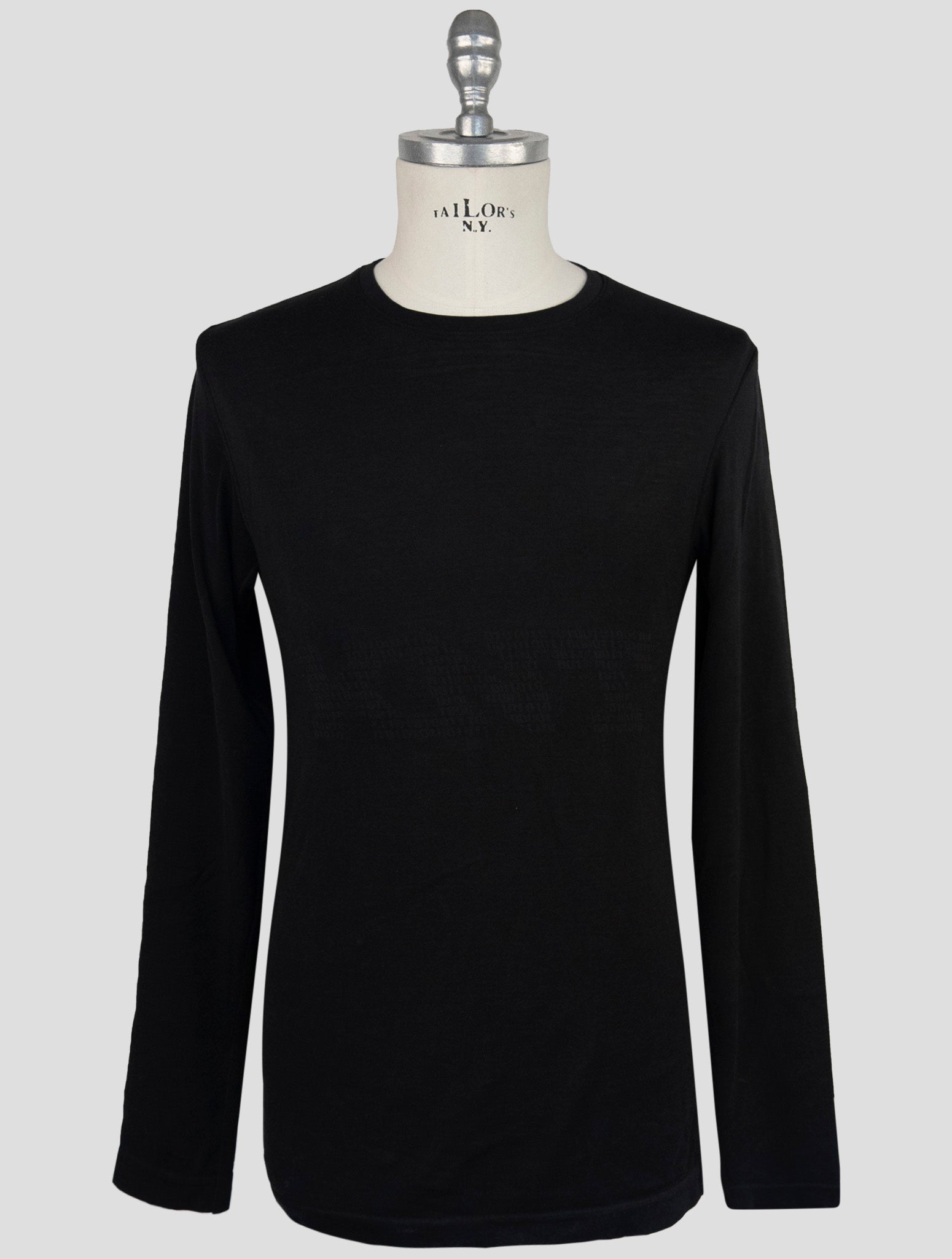 Kiton Knt Black Cotton Sweater Crewneck