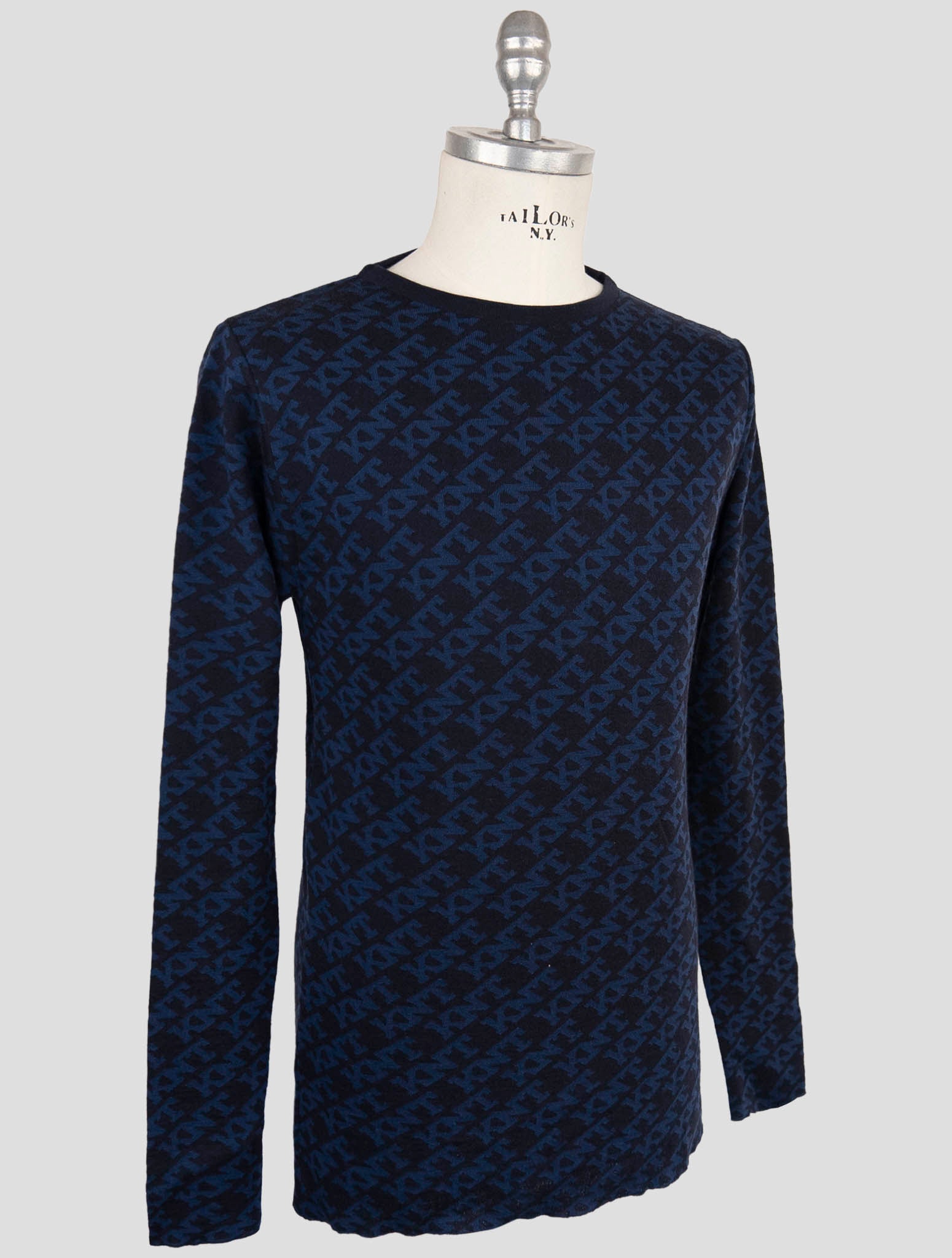 Kiton Knt Dark Blue Cotton Sweater Crewneck