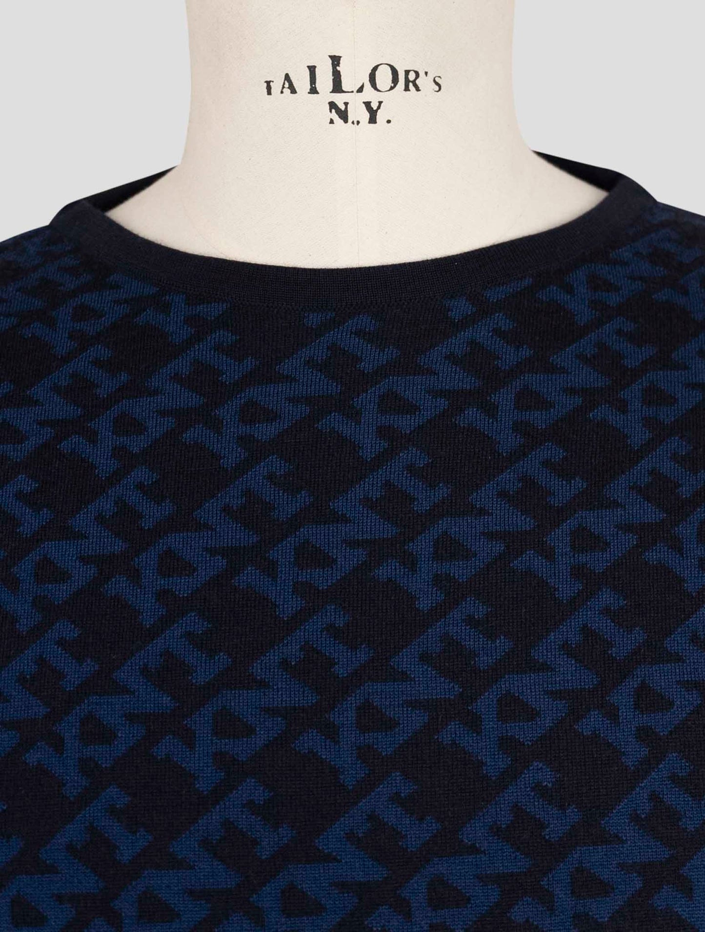 Kiton Knt Dark Blue Cotton Sweater Crewneck