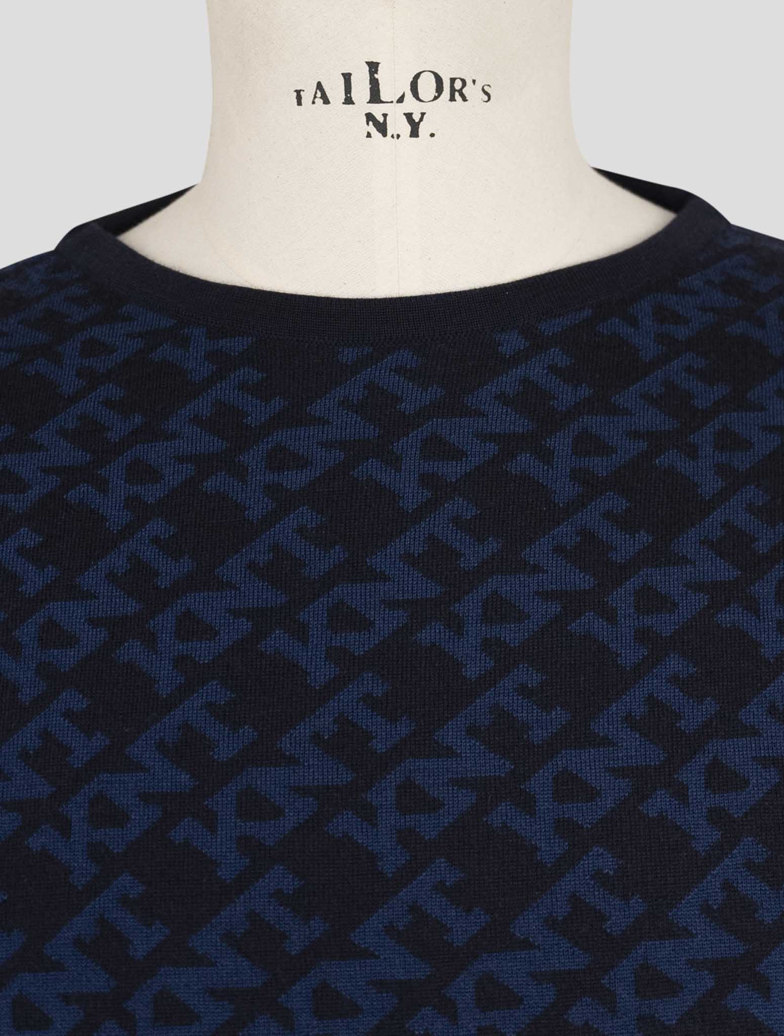 Kiton Knt Dark Blue Cotton Sweater Crewneck