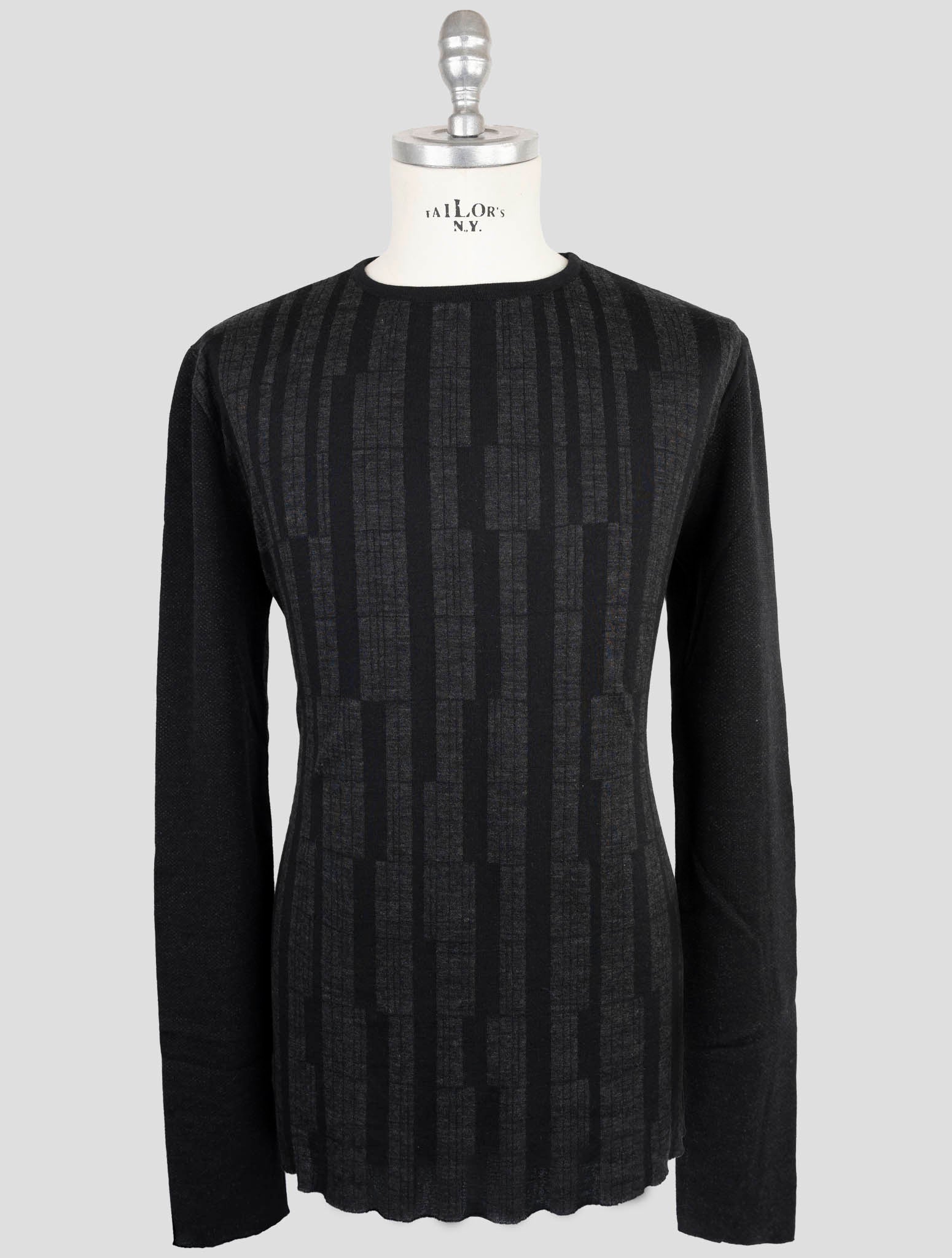 Kiton Knt Dark Gray Wool Cashmere Sweater Crewneck