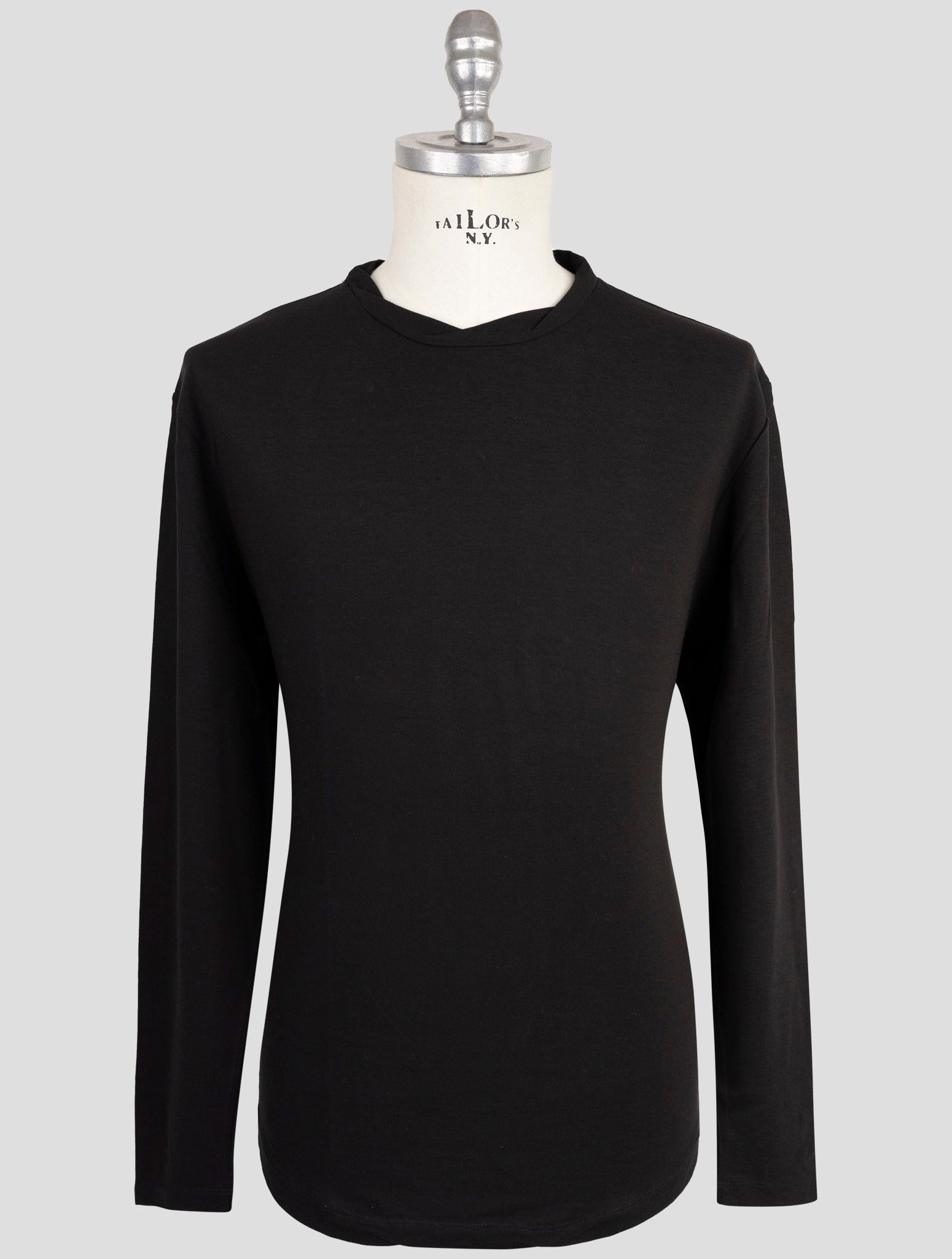 Kiton Knt Black Cotton Sweater Crewneck