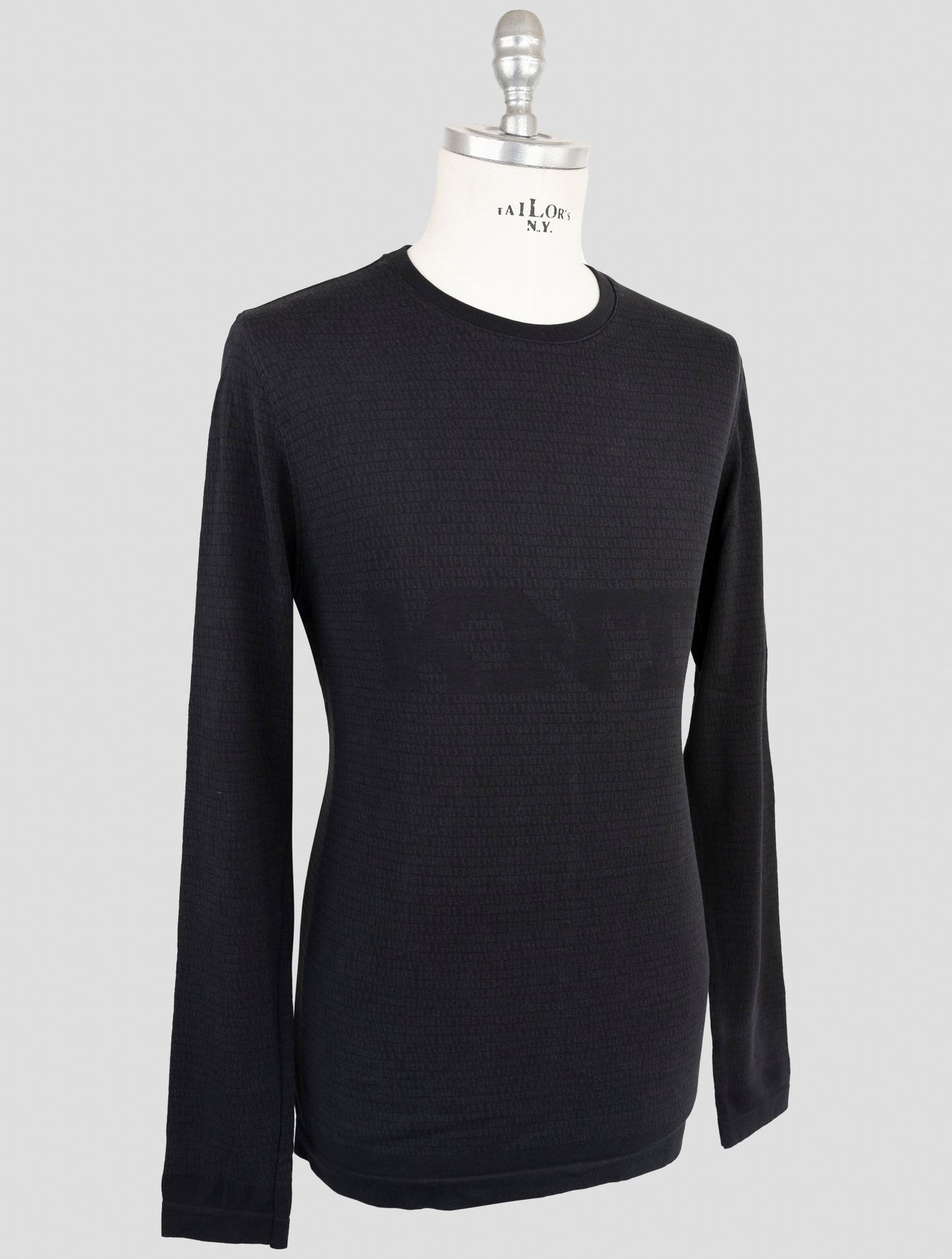 Kiton Knt Black Cotton Sweater Crewneck