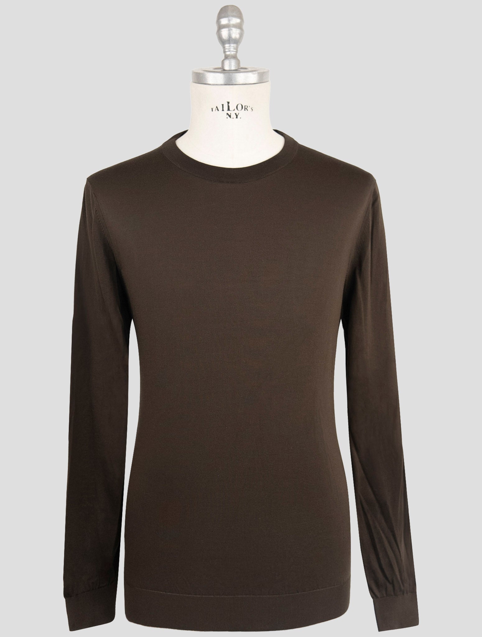Kiton Brown Silk Sweater Crewneck