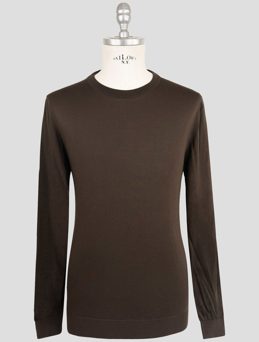 Kiton Brown Silk Sweater Crewneck