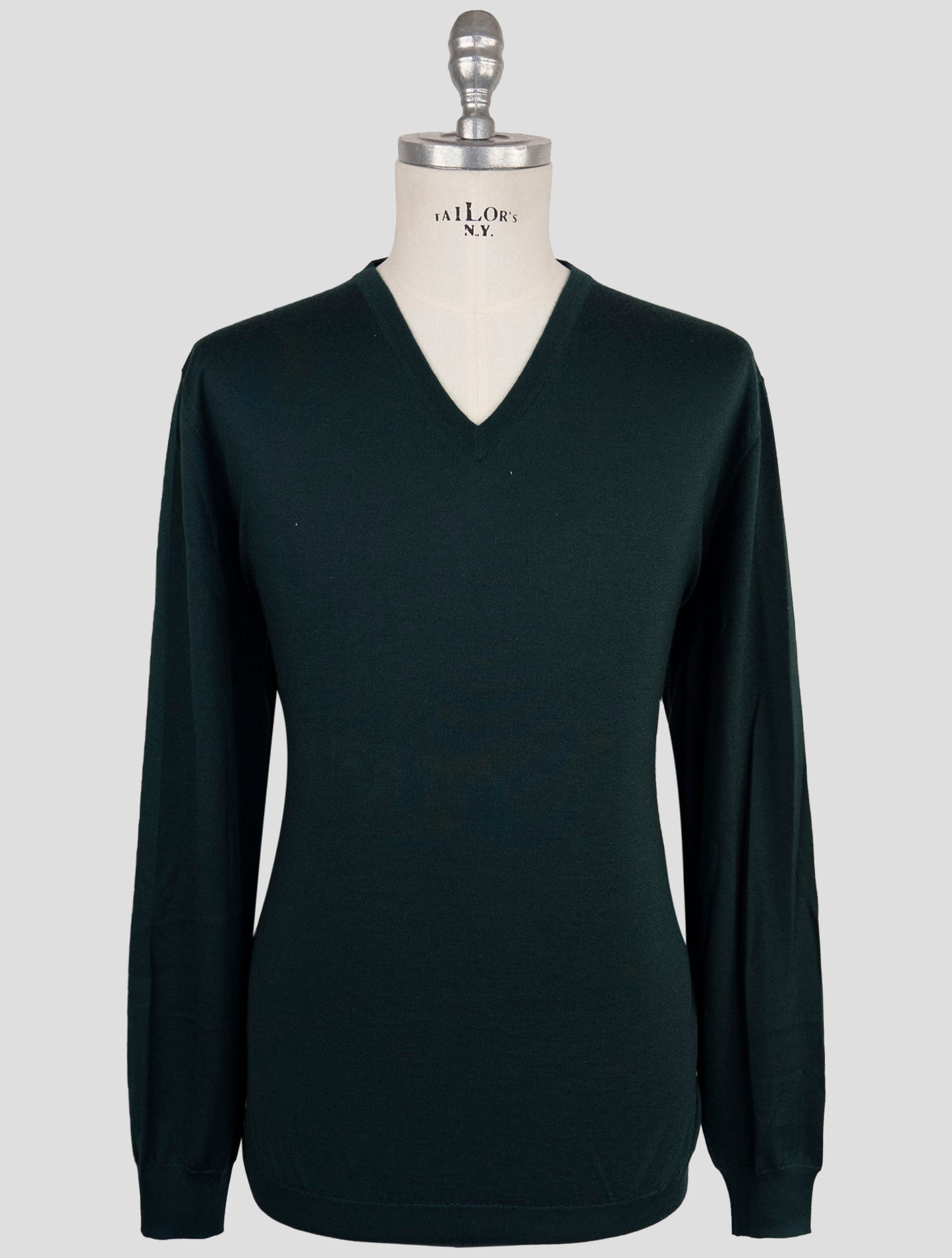 Kiton Green Cashmere Silk Sweater V-Neck