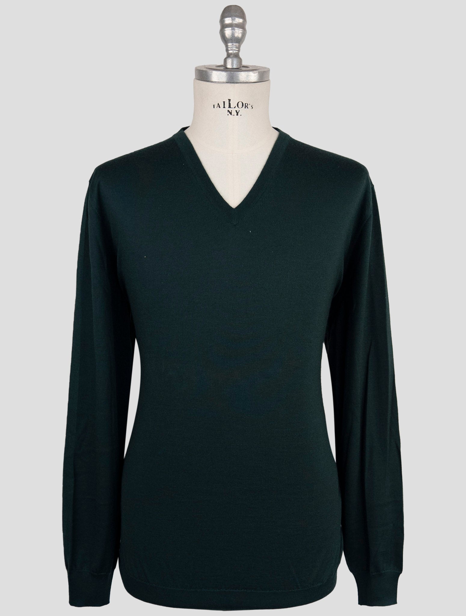Kiton Green Cashmere Silk Sweater V-Neck