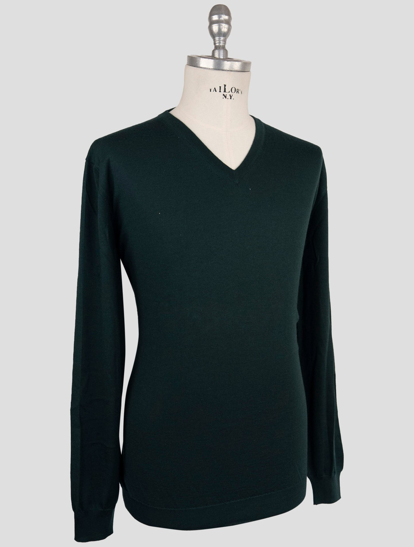Kiton Green Cashmere Silk Sweater V-Neck