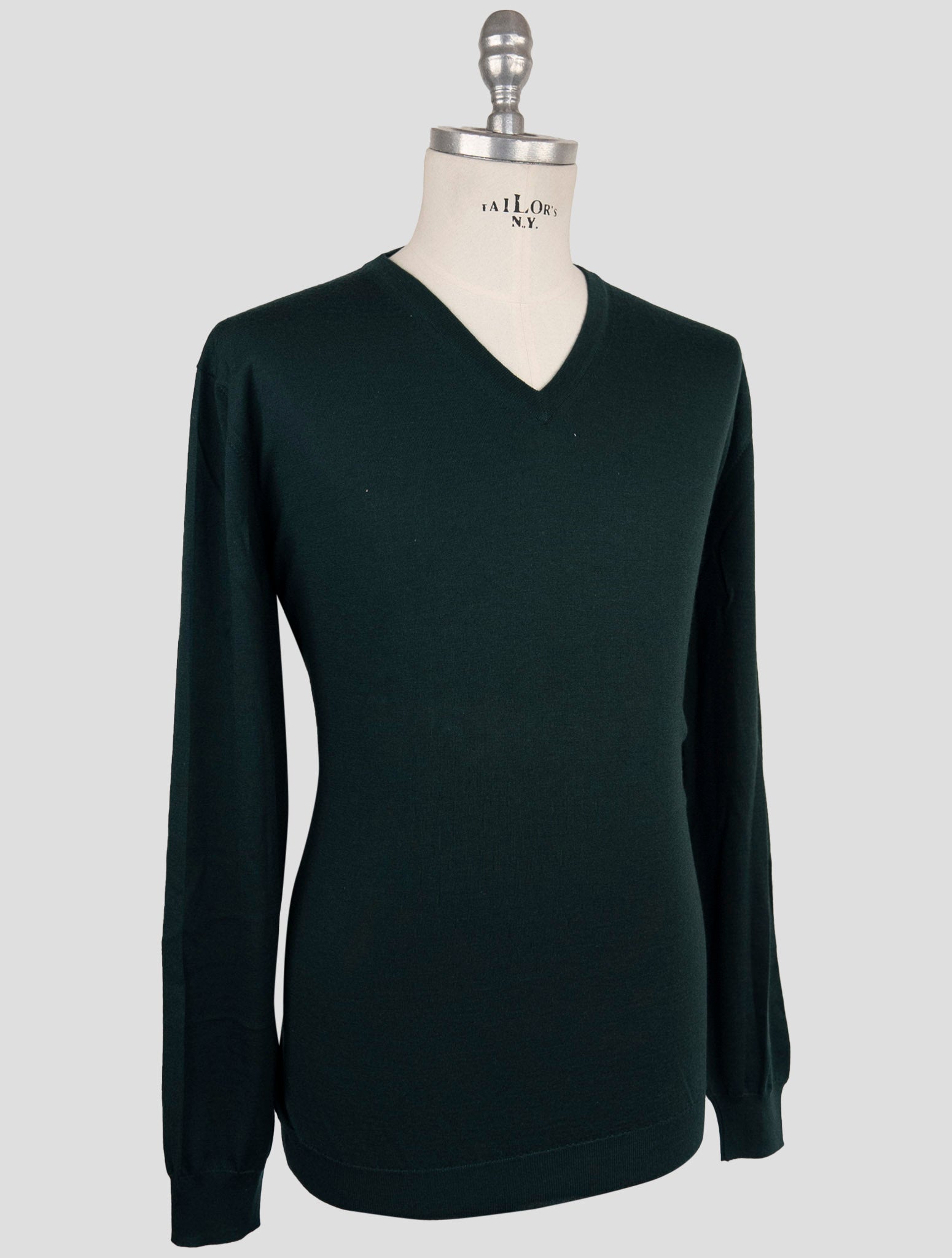 Kiton Green Cashmere Silk Sweater V-Neck
