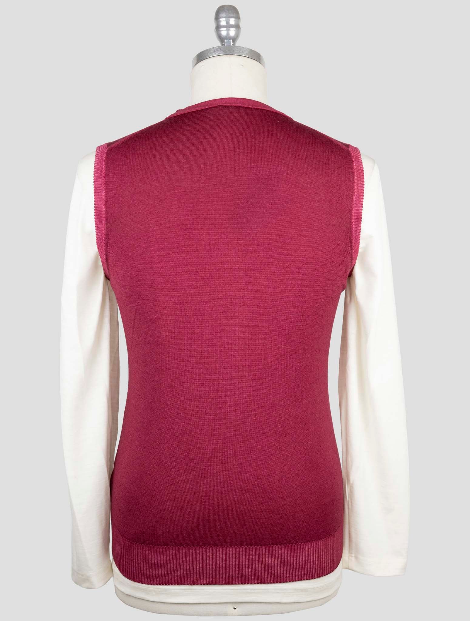 Kiton Burgundy Cashmere Sweater Gilet Cardigan