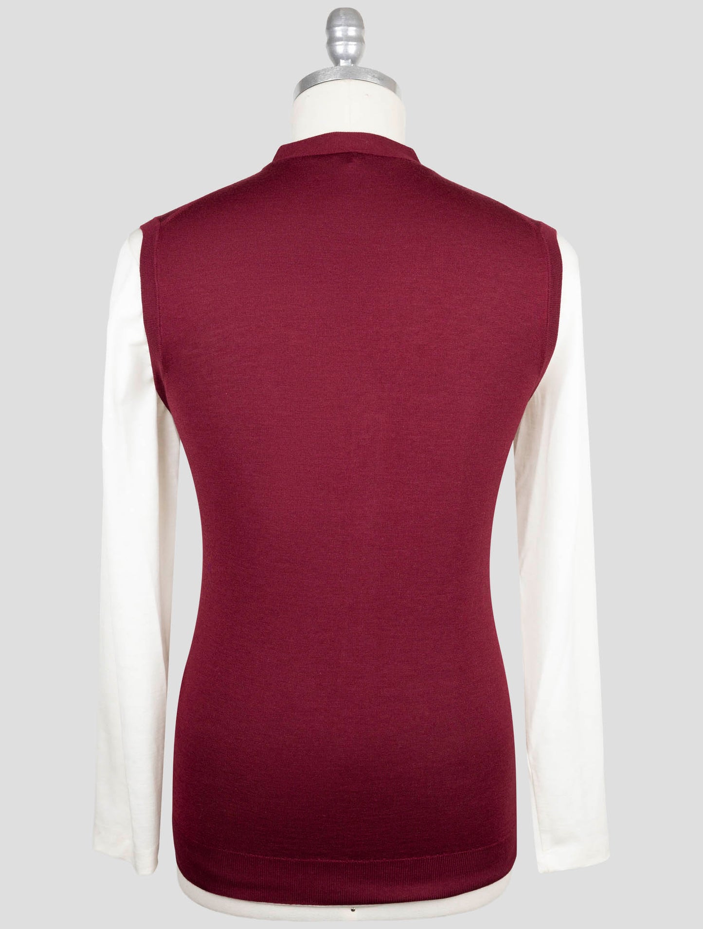 Kiton Burgundy Cashmere Silk Sweater Gilet Cardigan