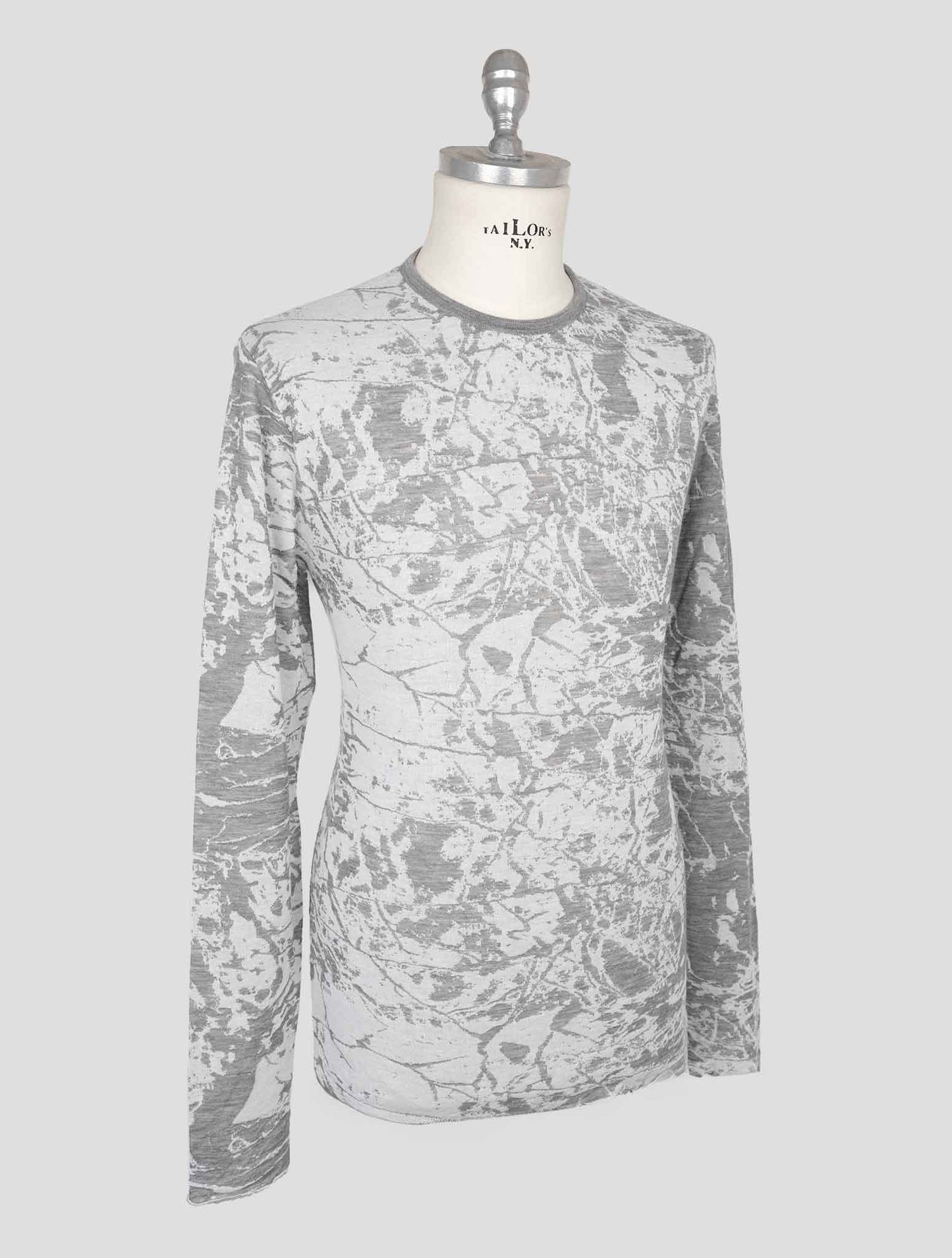 Kiton Knt Gray Cashmere Cotton Sweater Crewneck