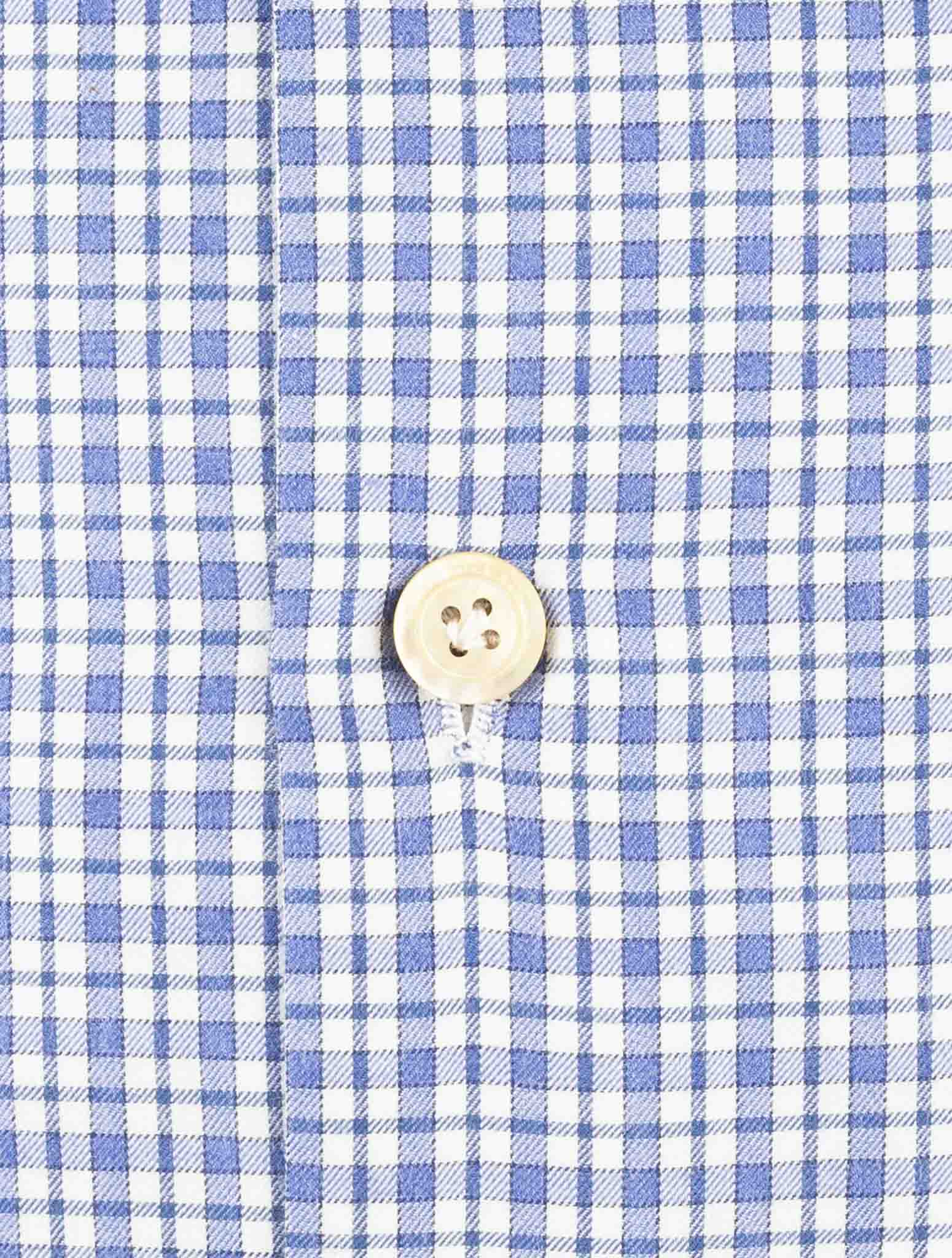 Kiton Blue White Cotton Shirt