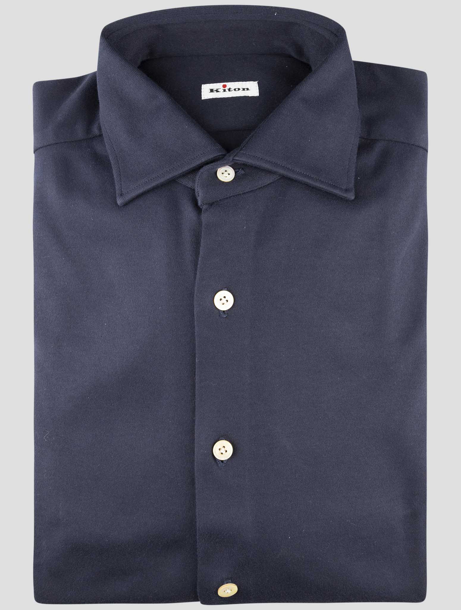 Kiton Blue Cotton Shirt