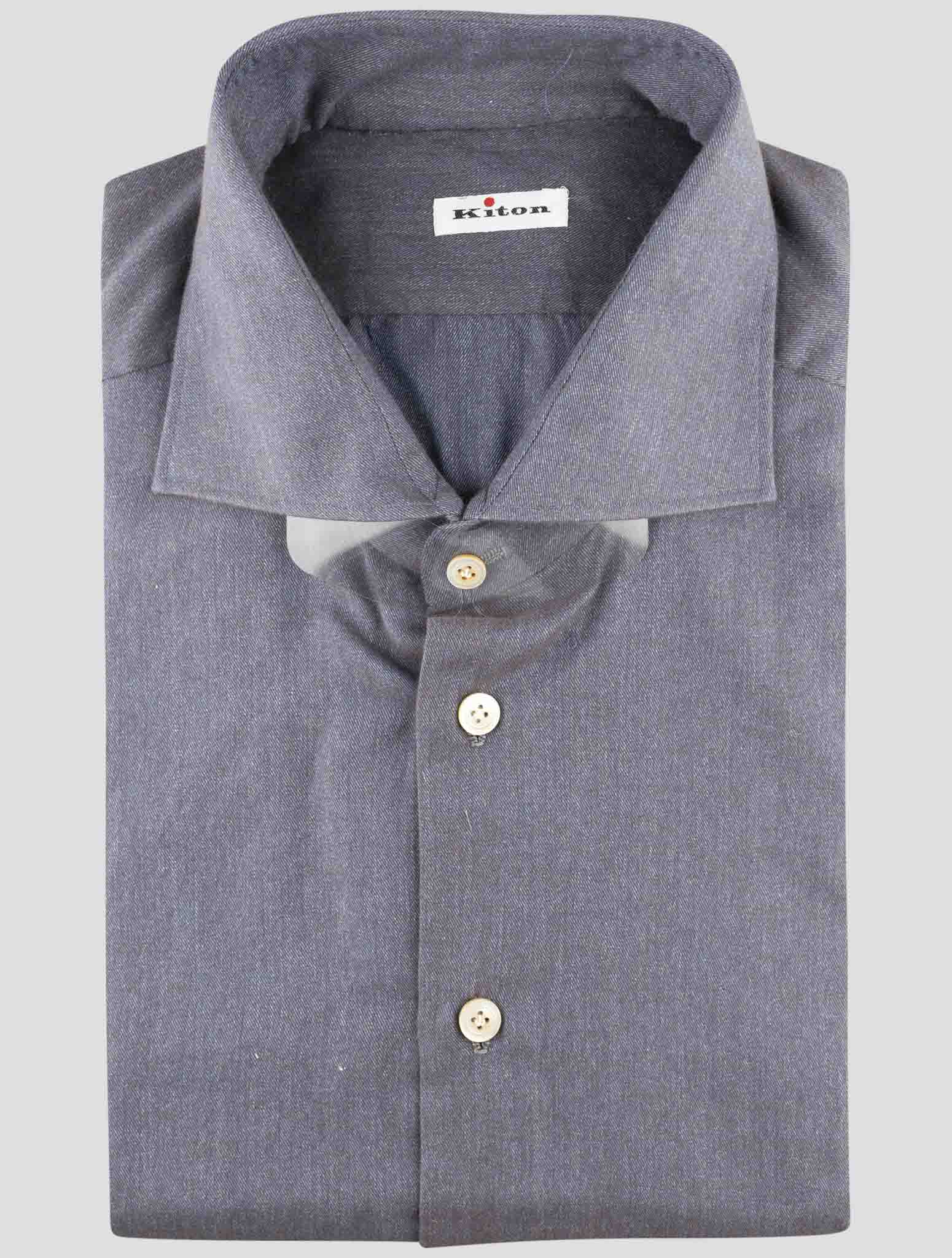 Kiton Blue Brown Cotton Shirt
