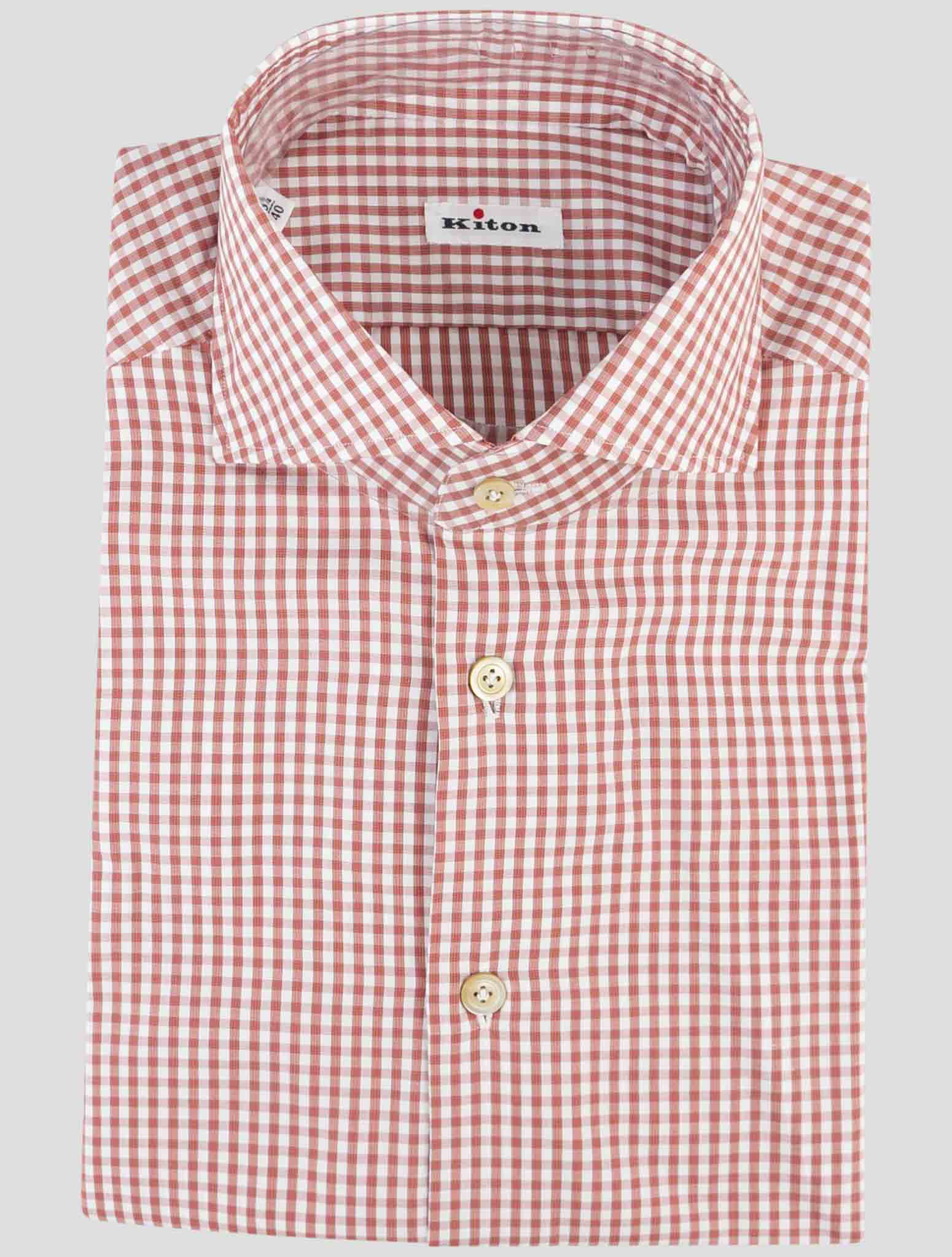 Kiton Red White Cotton Shirt