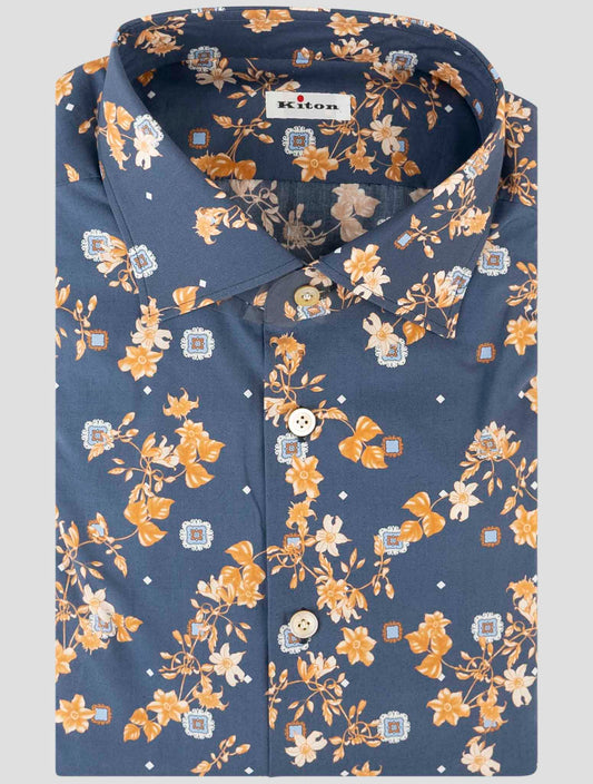 Kiton Blue Cotton Shirt