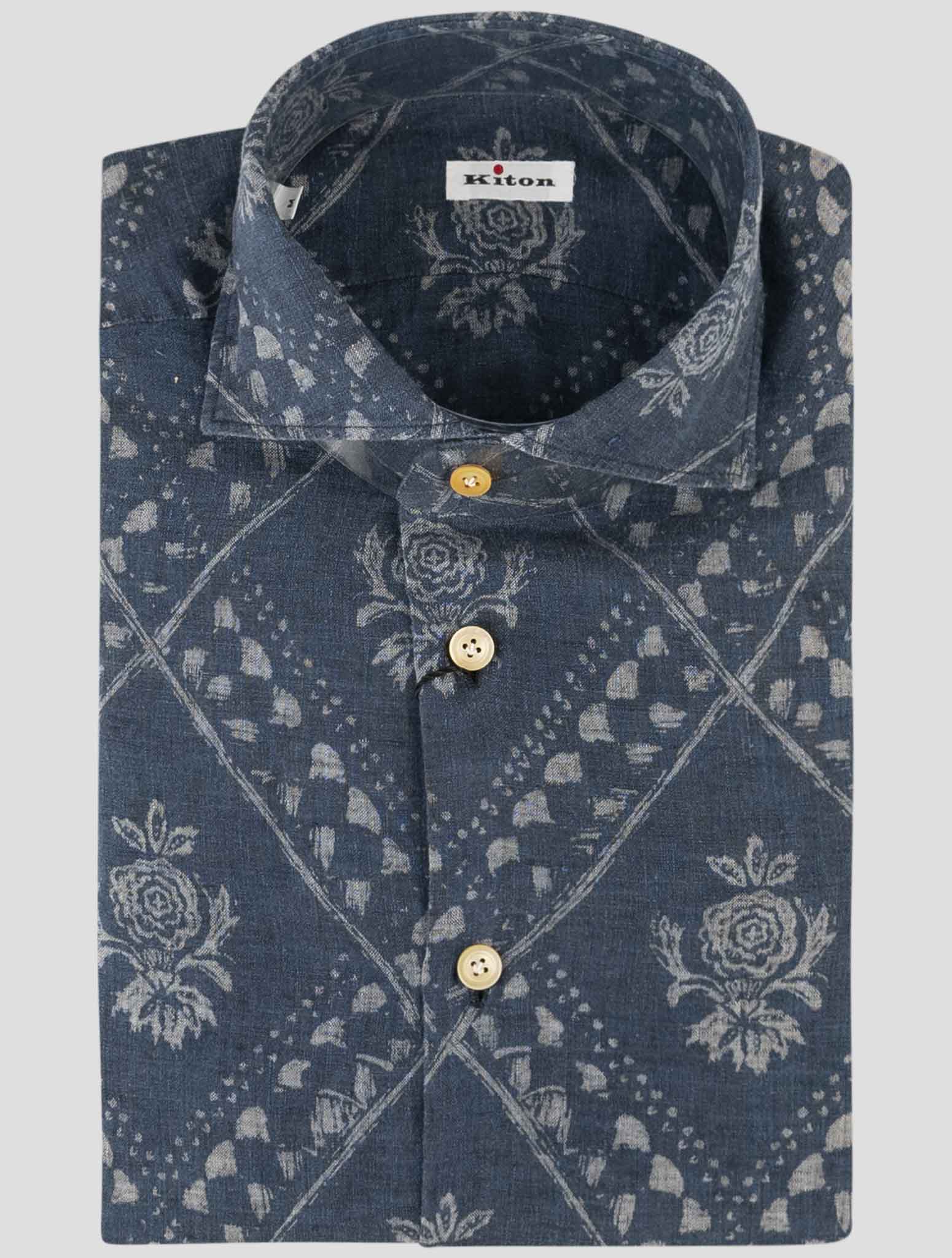 Kiton Blue Linen Shirt