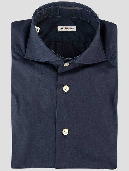 Kiton Blue Cotton Shirt
