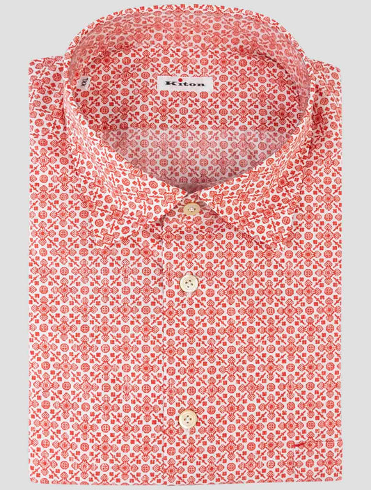 Kiton Red White Cotton Shirt