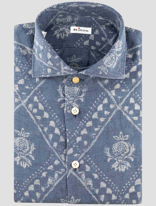 Kiton Blue Linen Shirt