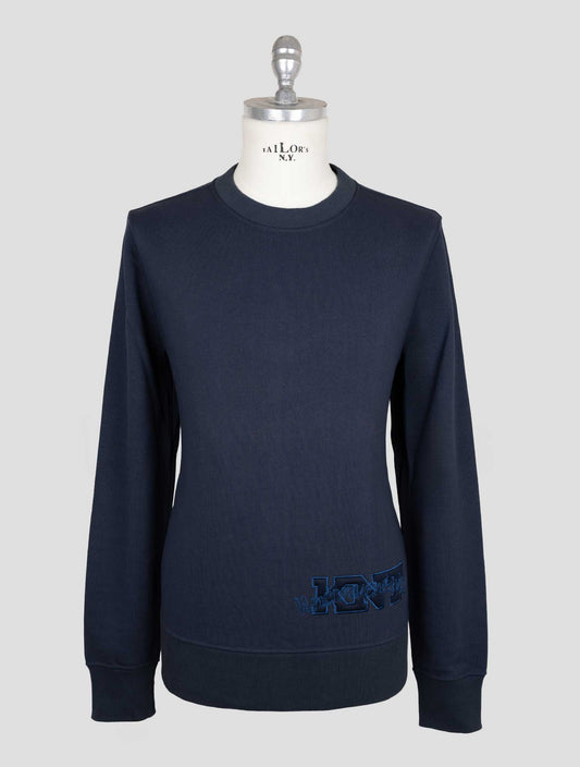 Kiton Knt Blue Cotton Sweater Crewneck