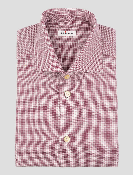 Kiton Red White Cotton Shirt