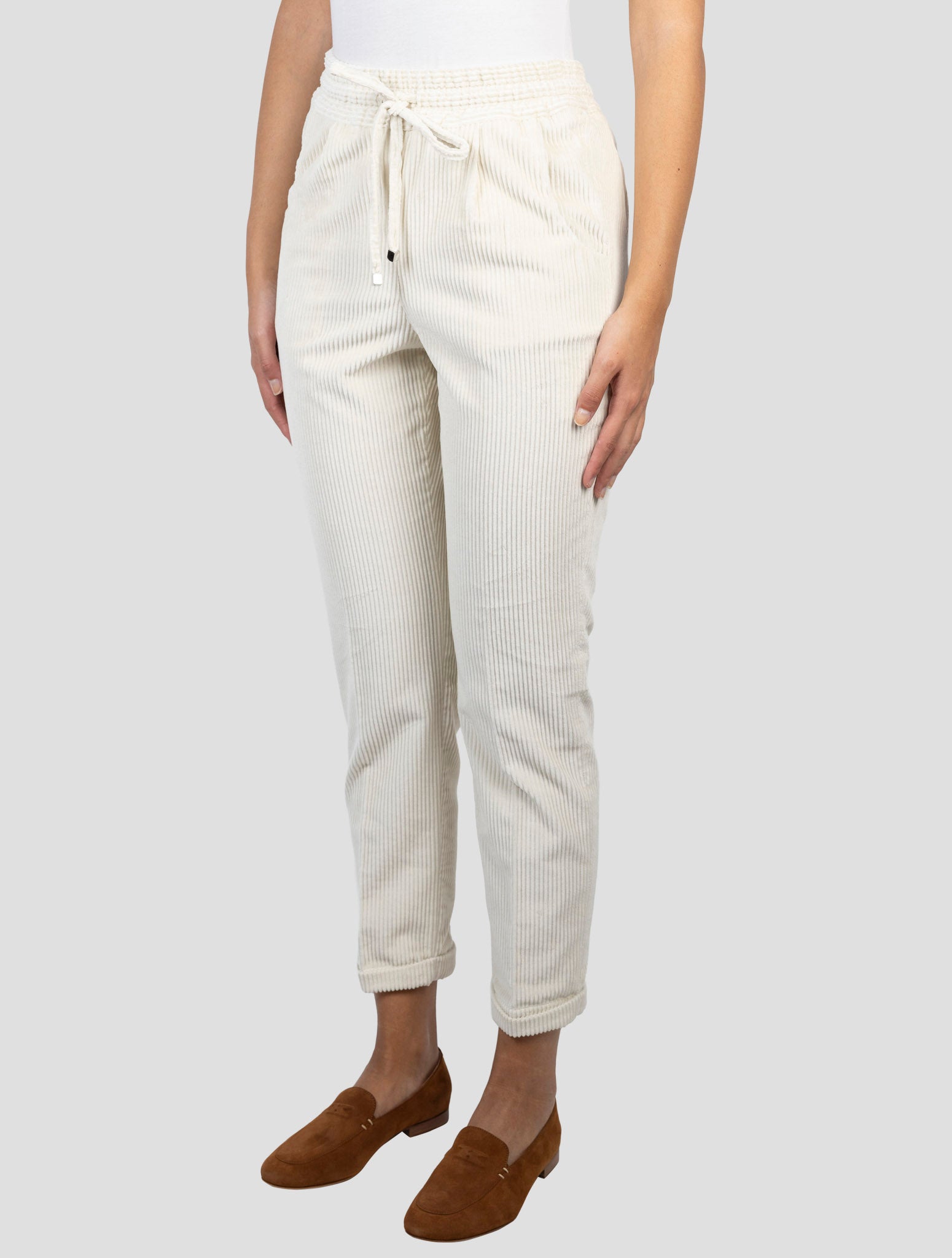 Kiton Beige Cotton Velvet Pants