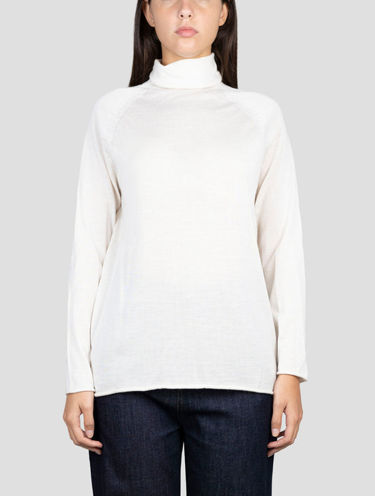 Kiton White Cashmere Silk Sweater Turtleneck